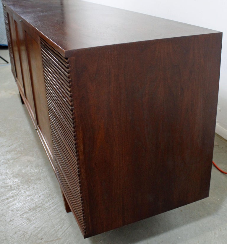MidCentury Modern Walnut Parqueted Credenza Bar at 1stDibs