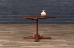 Mid-Century Modern Walnut Pedestal Side Table w/ Star Base
