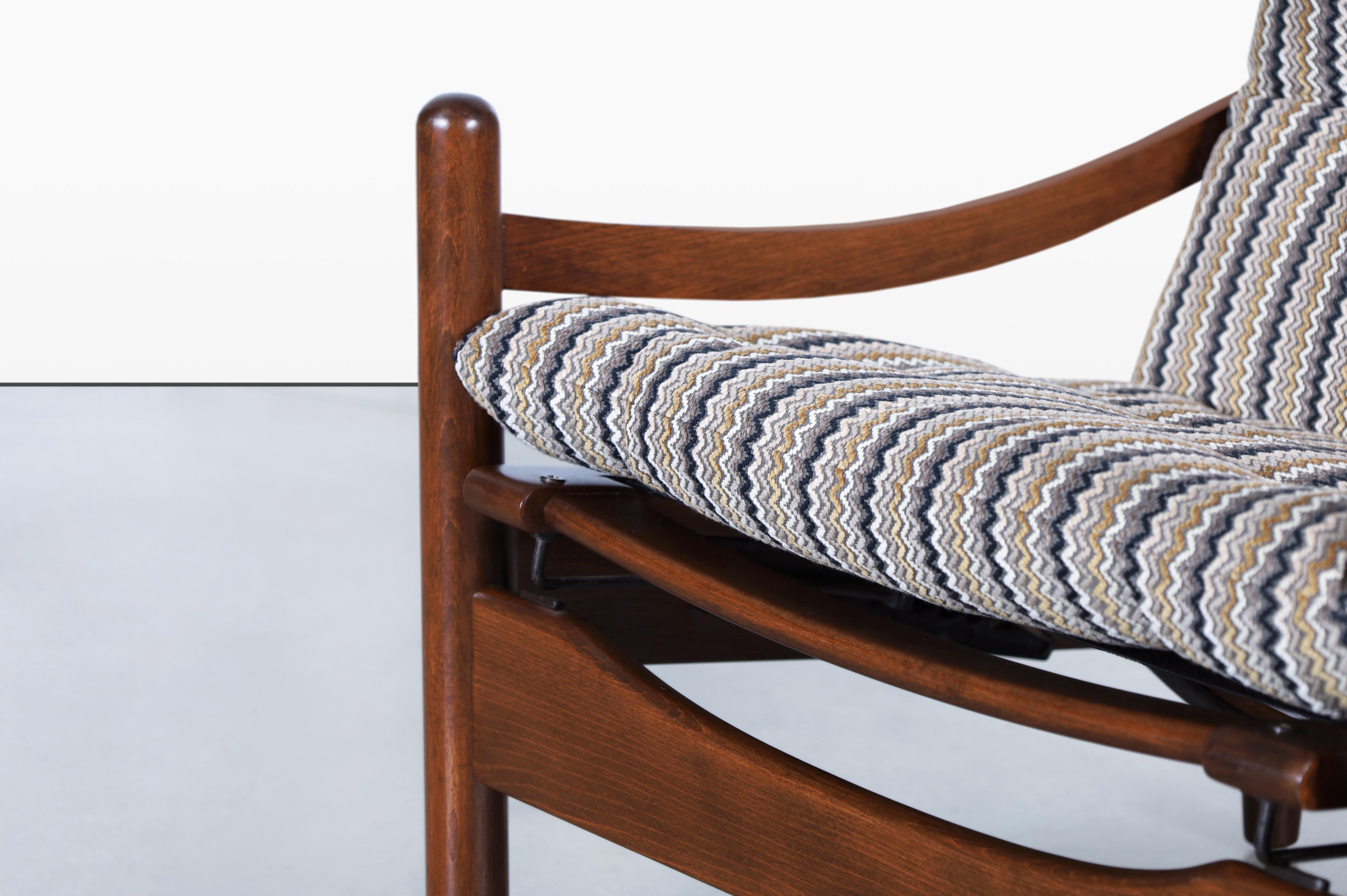Sillones reclinables de nogal modernos de mediados de siglo Metal en venta