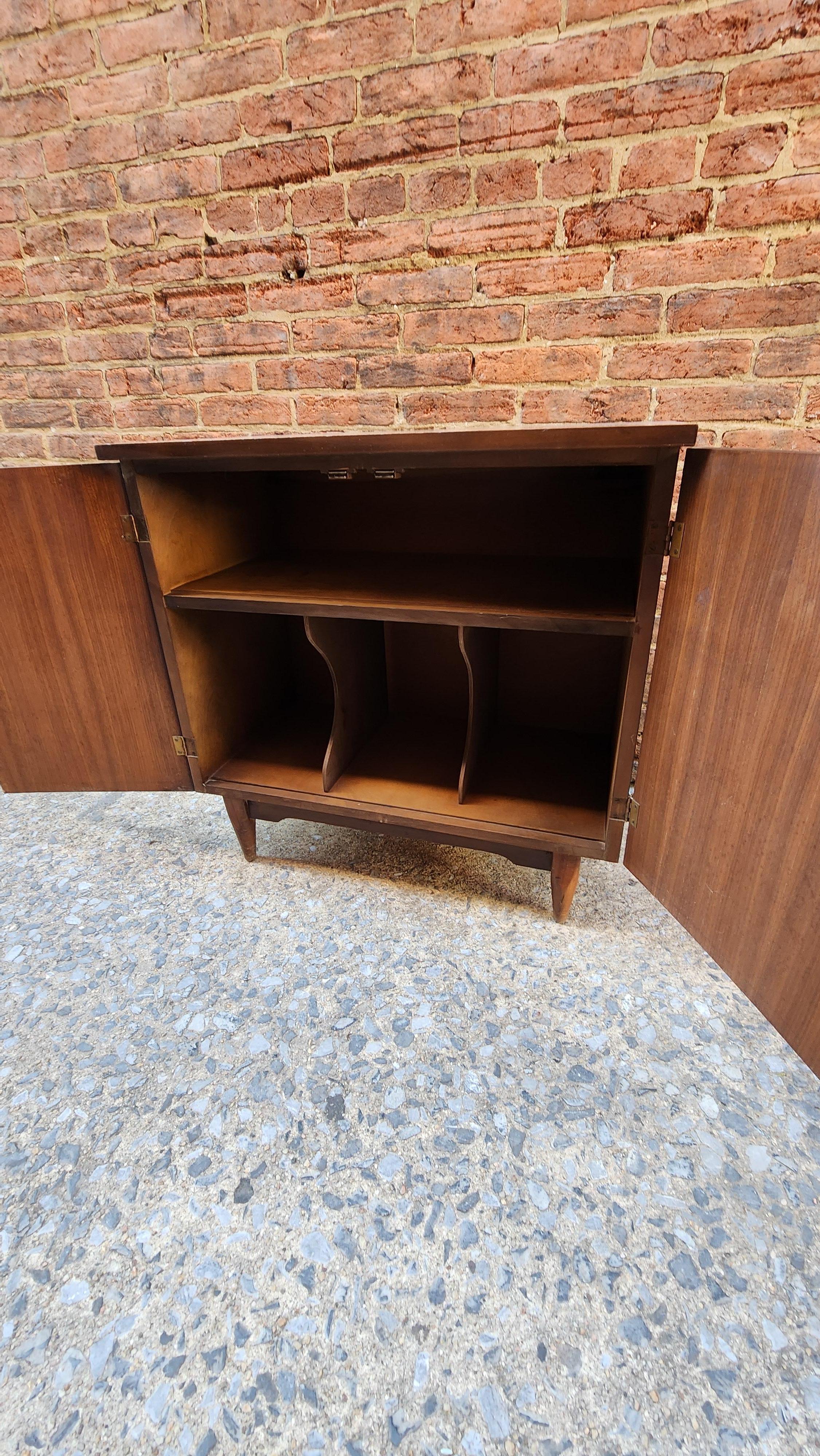 Mid-Century Modern Walnut Record Storage Cabinet  For Sale 2