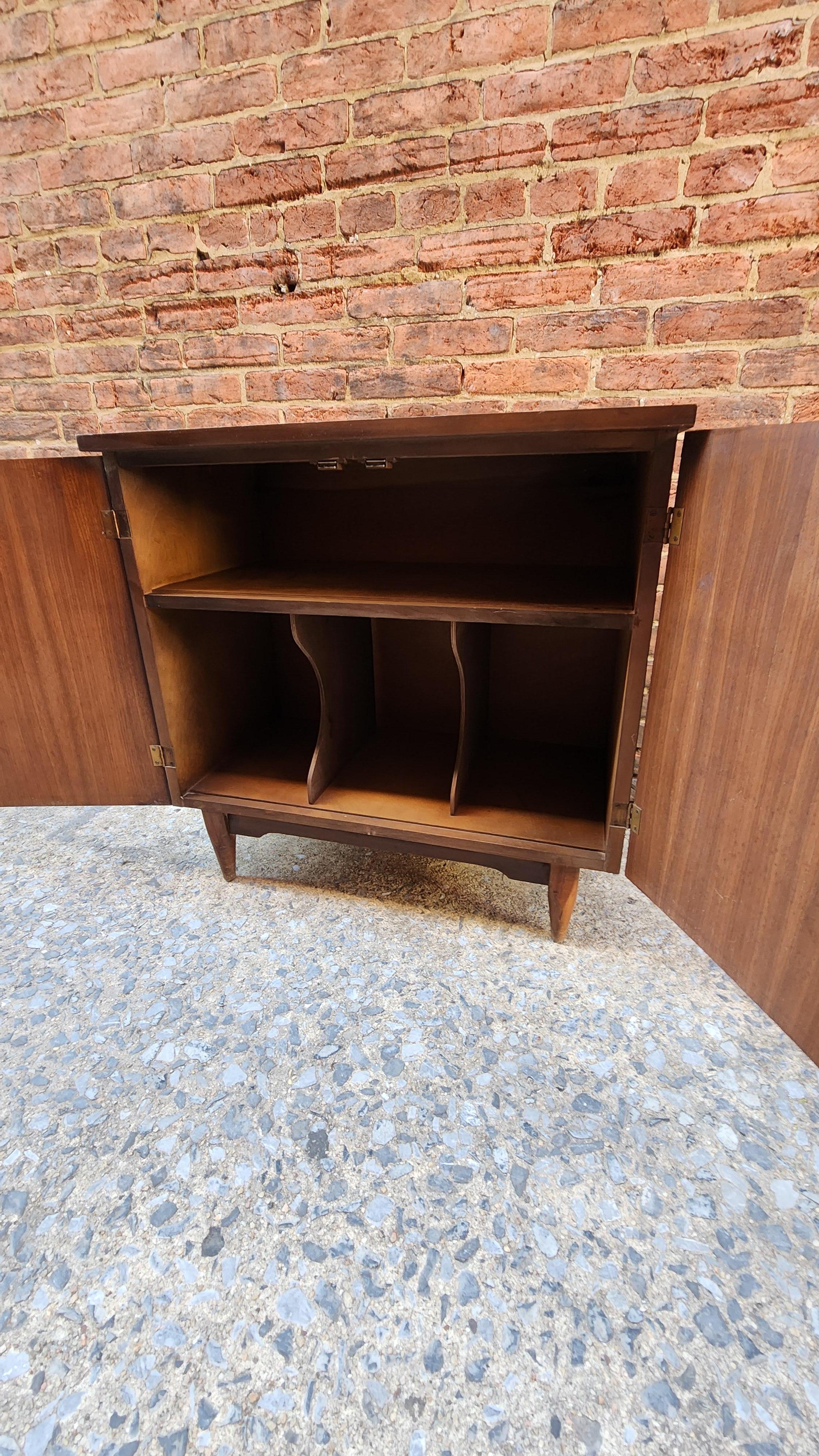 Mid-Century Modern Walnut Record Storage Cabinet  For Sale 3