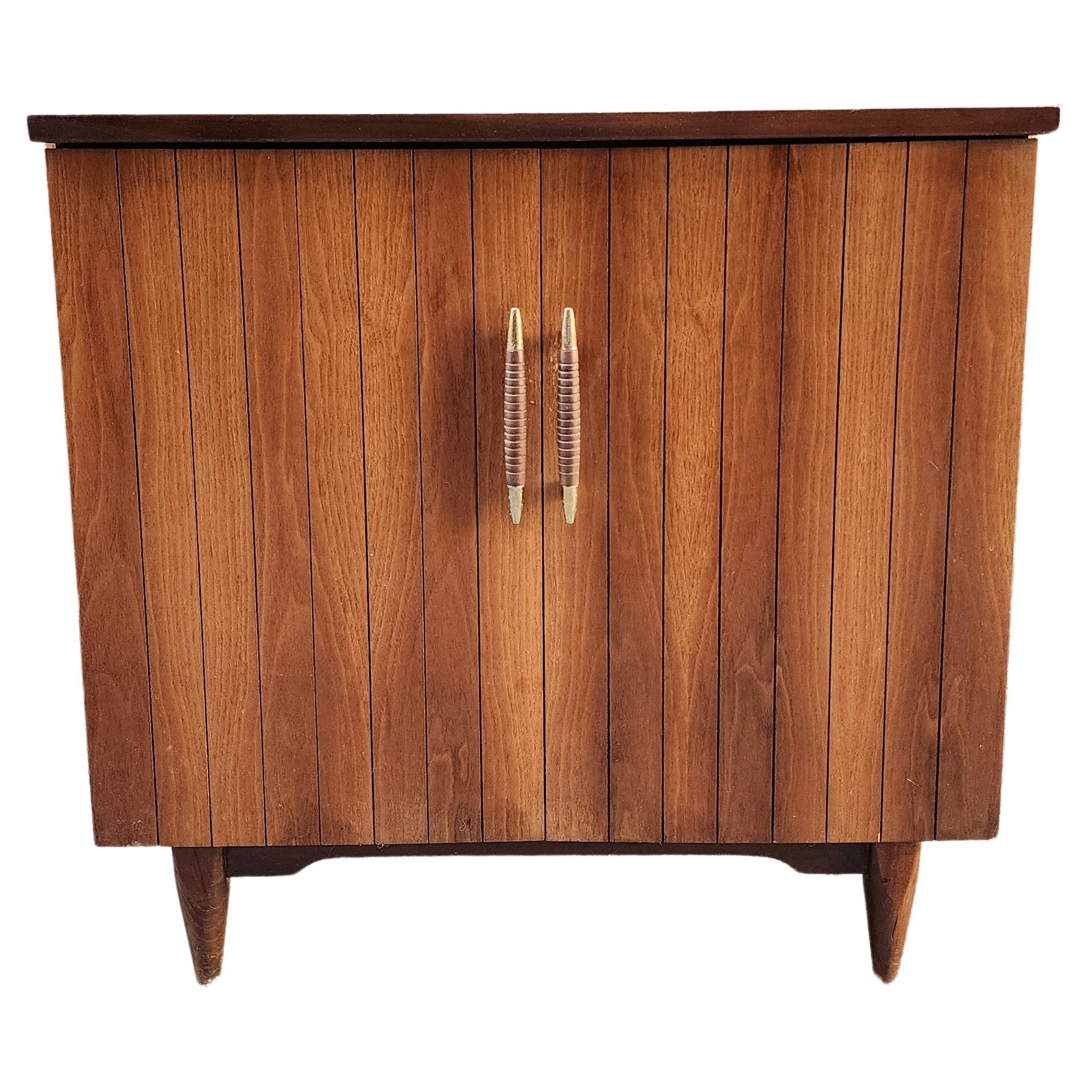 Mid-Century Modern Walnut Record Storage Cabinet 