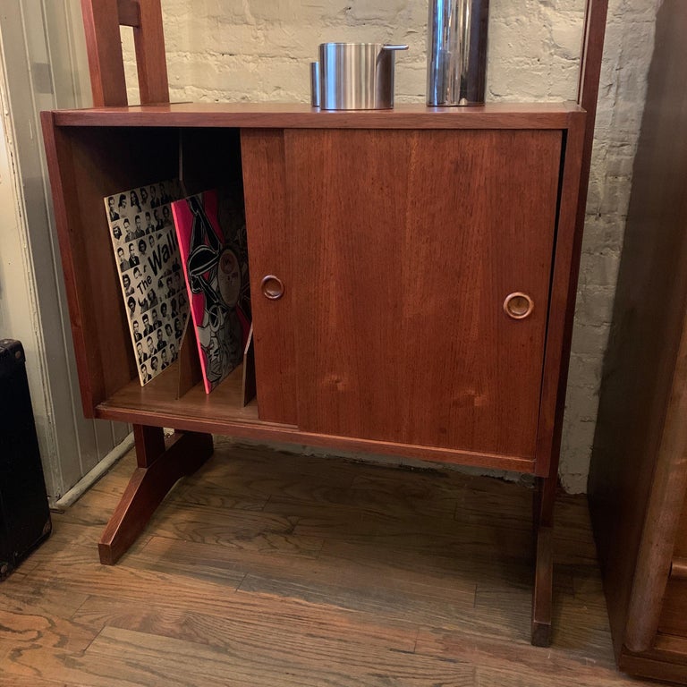 MidCentury Modern Walnut Record Storage Wall Unit at 1stDibs