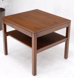 Mid-Century Modern Walnut Rectangle Two Tier End Table