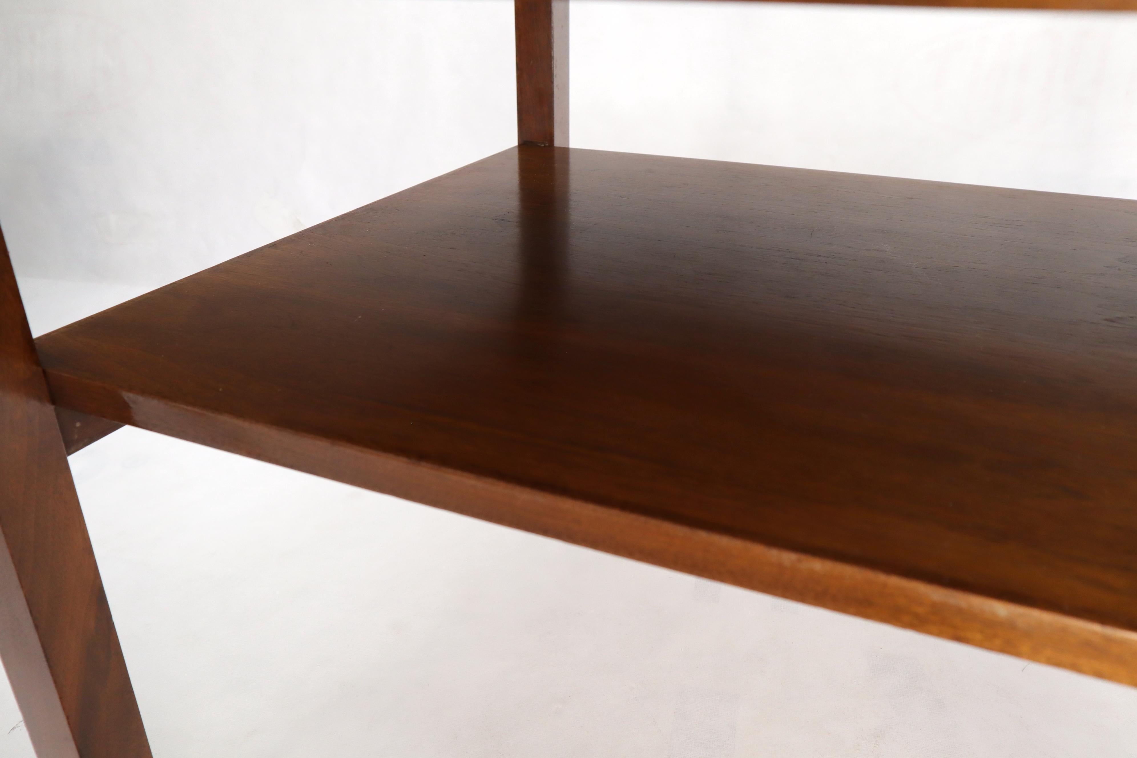 20th Century Mid-Century Modern Walnut Rectangle Two Tier End Table For Sale