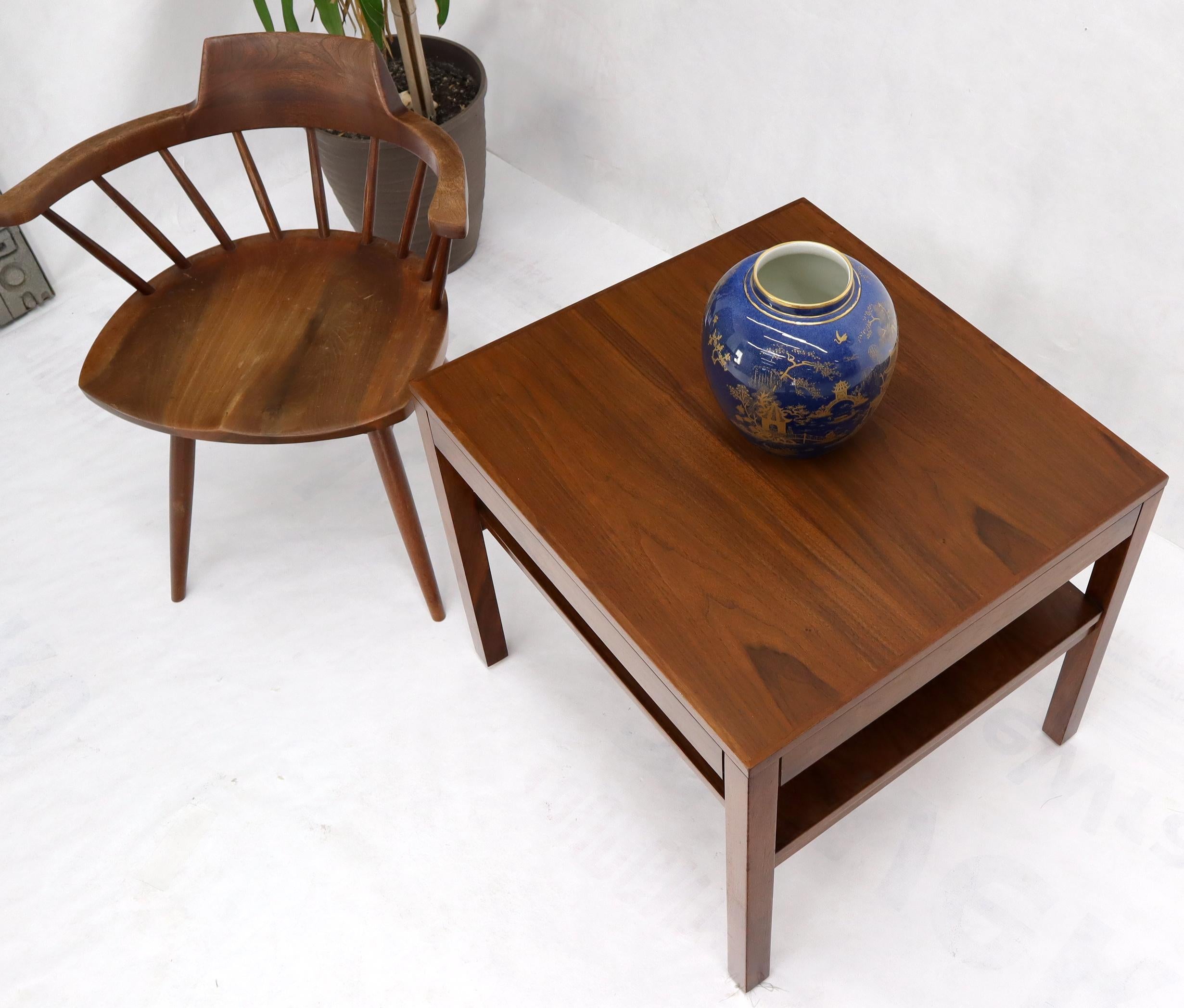 Mid-Century Modern Walnut Rectangle Two Tier End Table For Sale 1