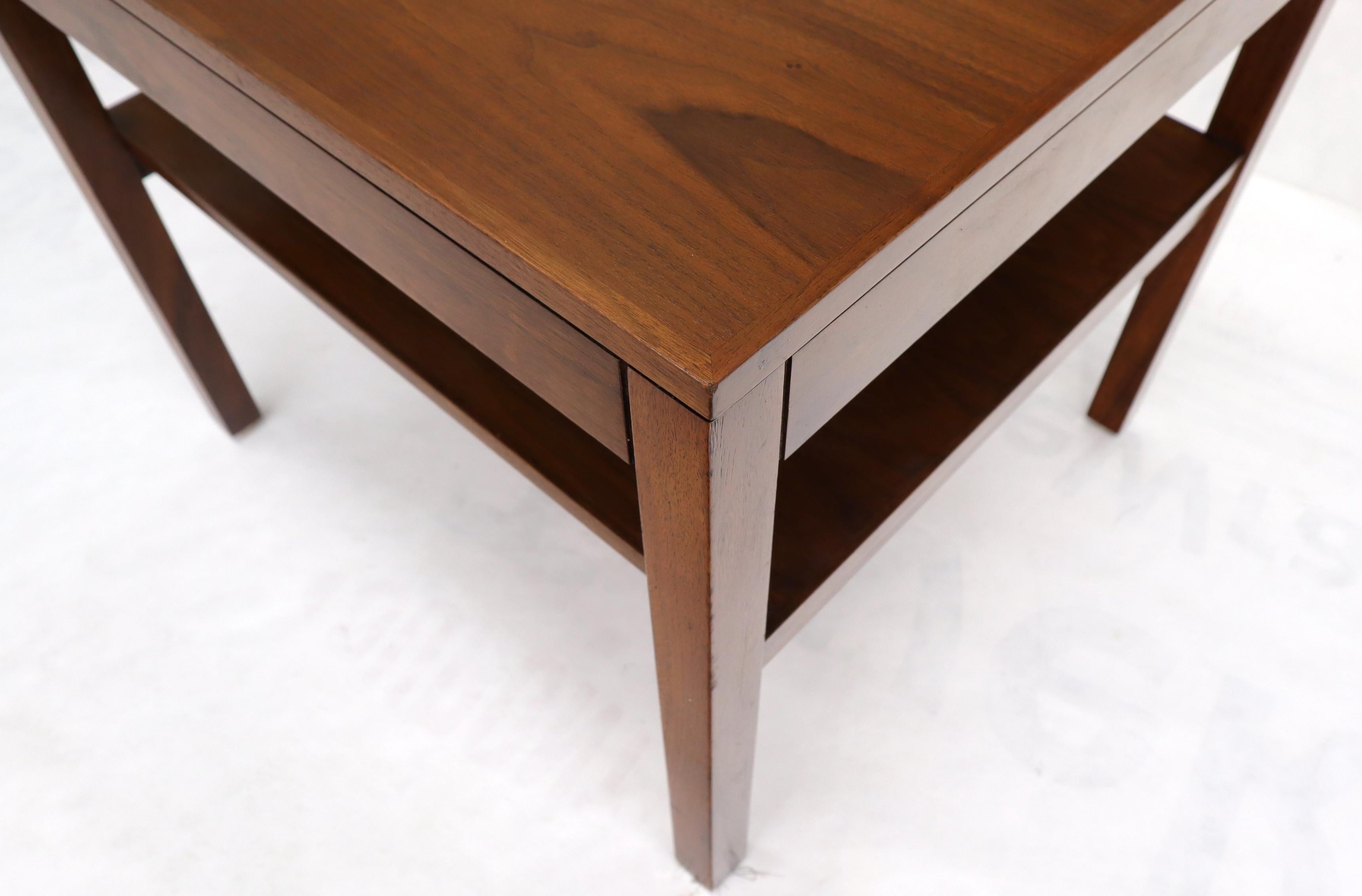 Mid-Century Modern Walnut Rectangle Two Tier End Table For Sale 2