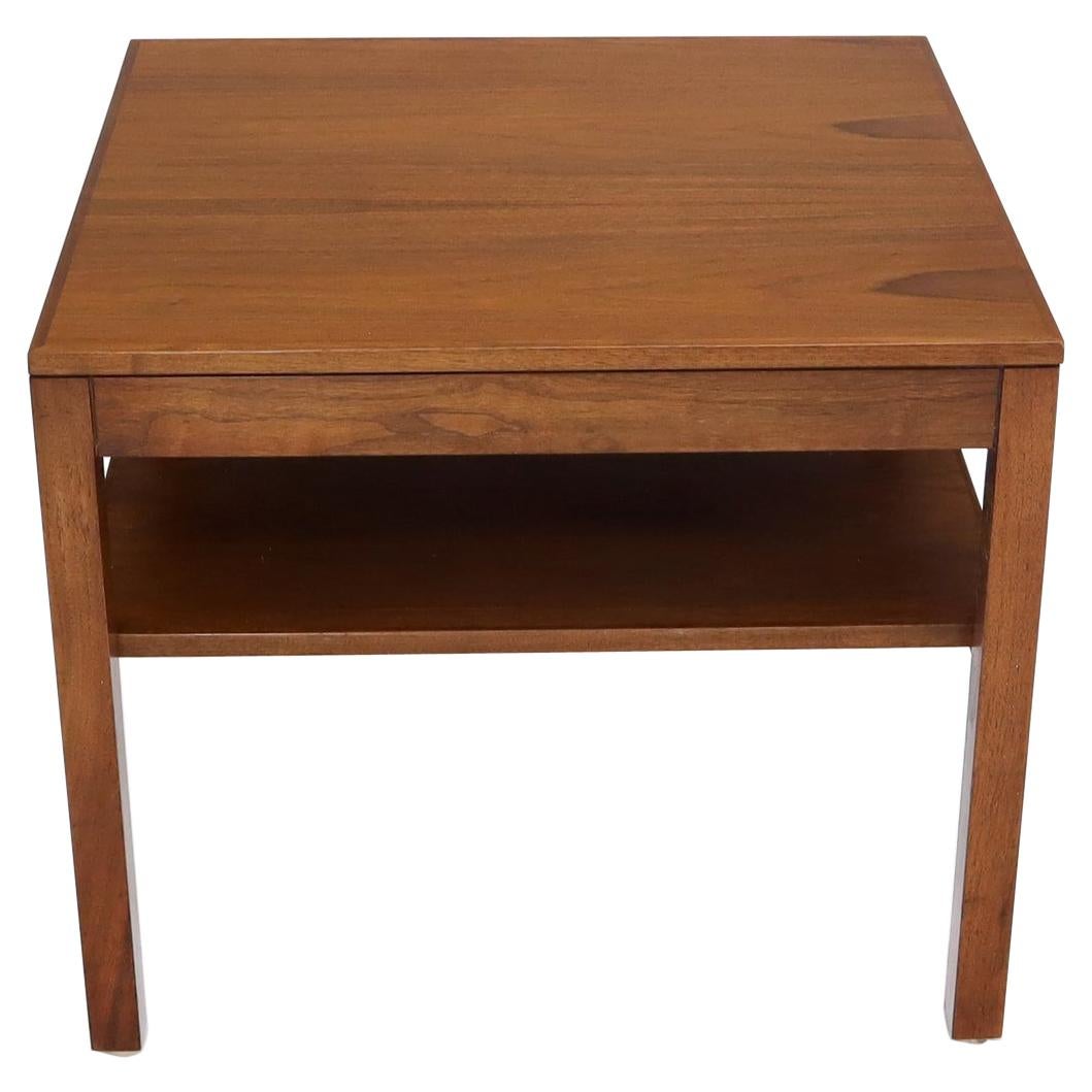 Mid-Century Modern Walnut Rectangle Two Tier End Table For Sale