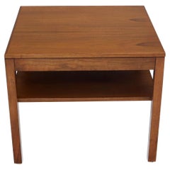 Mid-Century Modern Walnut Rectangle Two Tier End Table