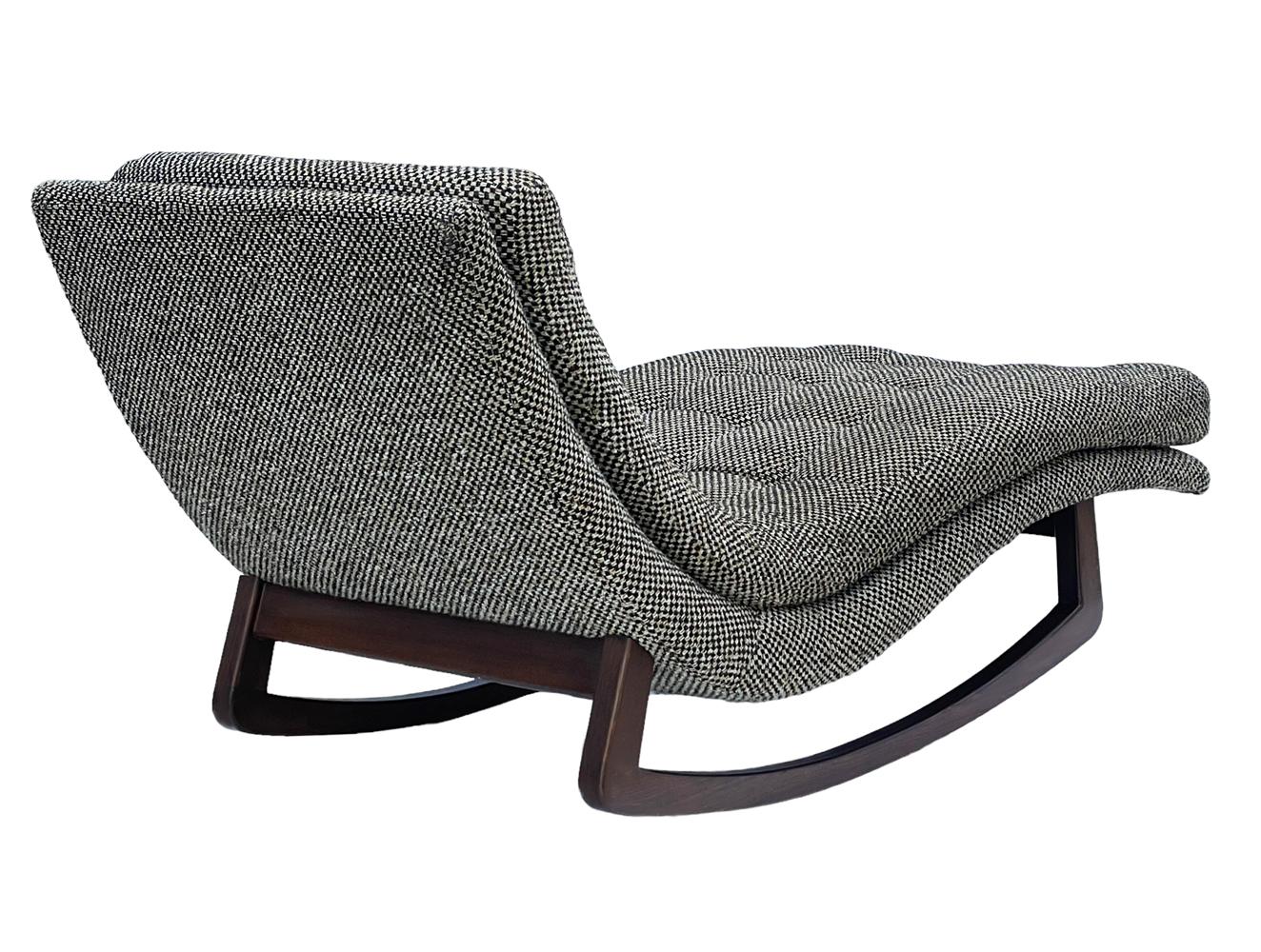 American Mid Century Modern Walnut Rocking Chaise Lounge Chair after Adrian Pearsall For Sale