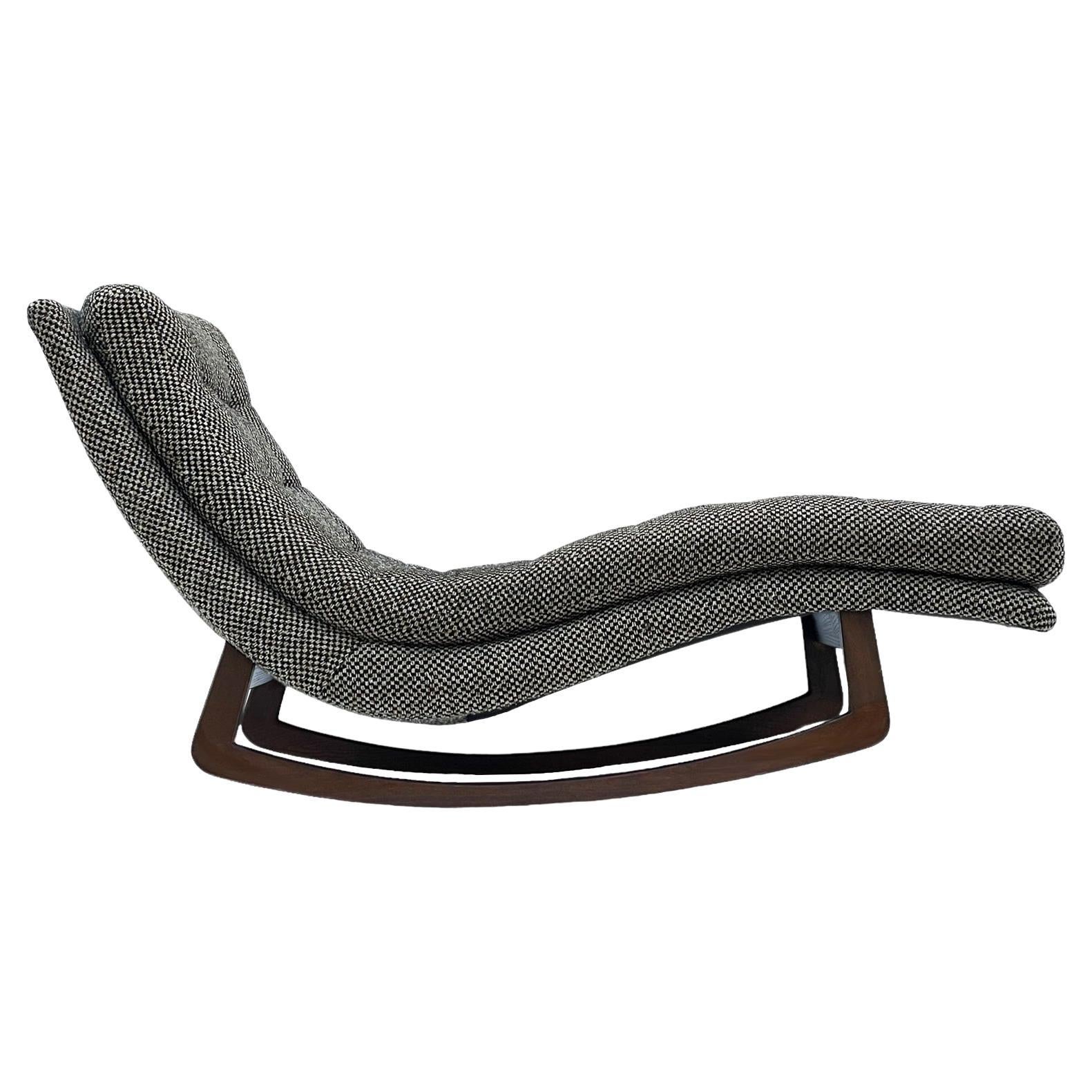 Mid Century Modern Walnut Rocking Chaise Lounge Chair after Adrian Pearsall