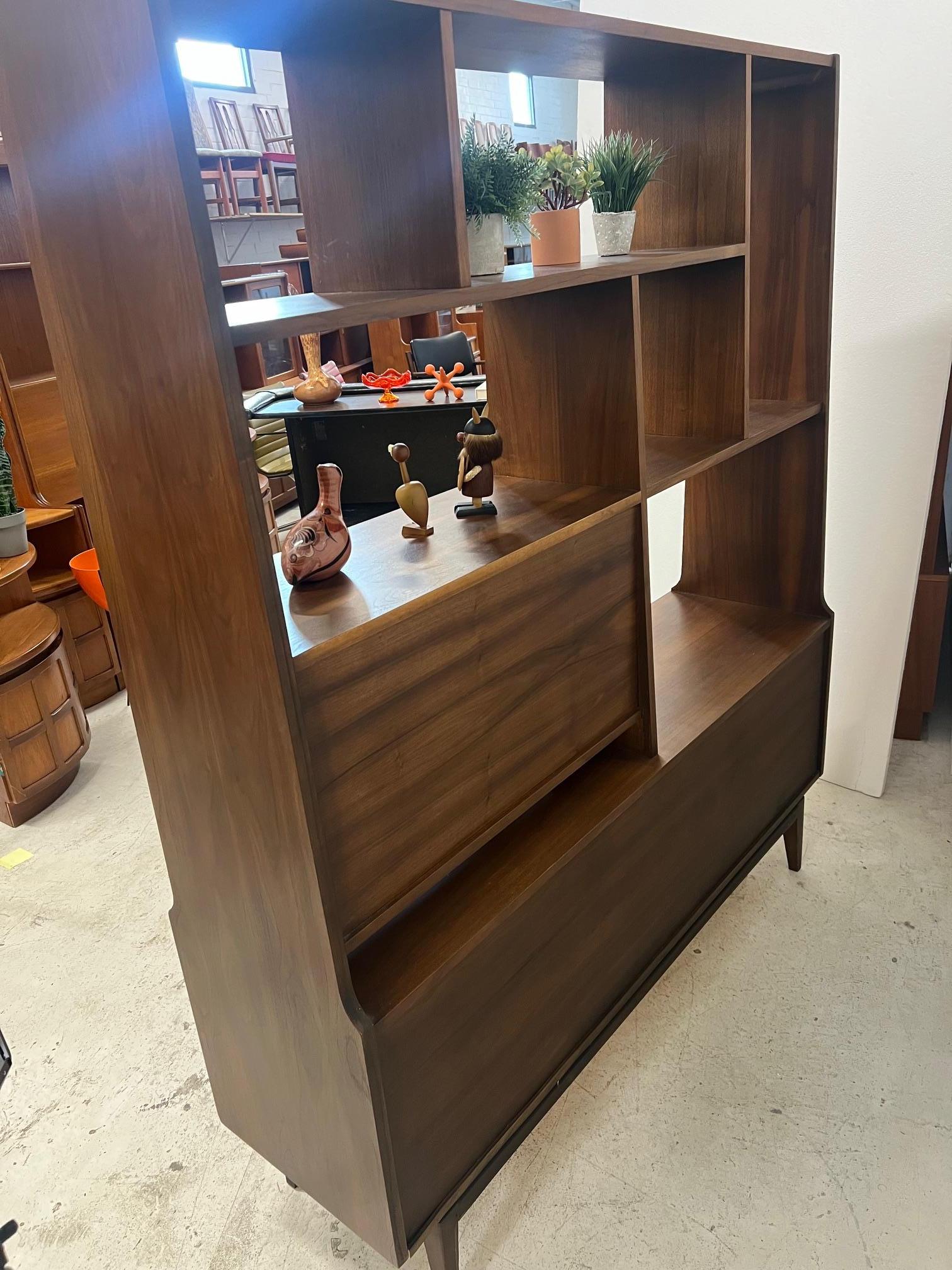 Mid Century Modern Walnut Room Divider By J.B. Van Sciver Free Standing 5
