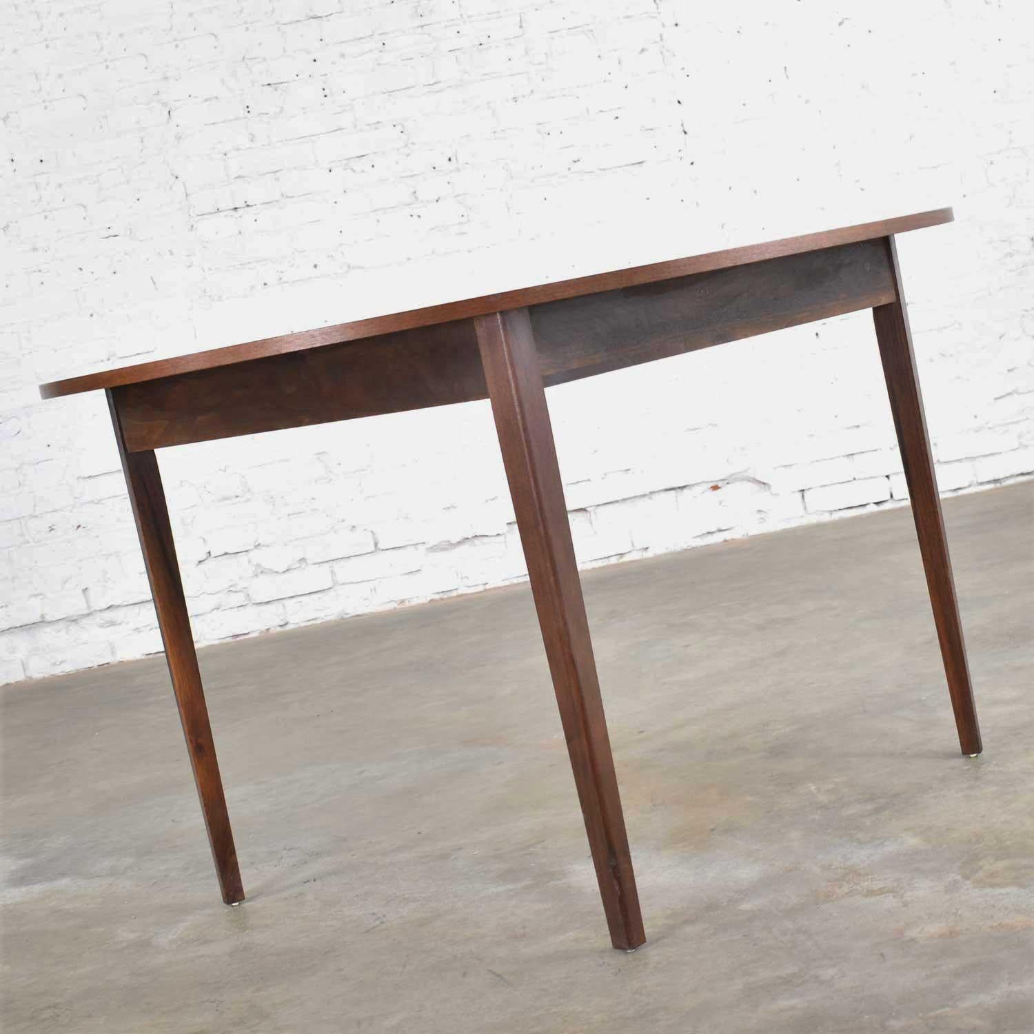 Mid-Century Modern Walnut Round Flip Top or Folding Dining Table to Demilune 8