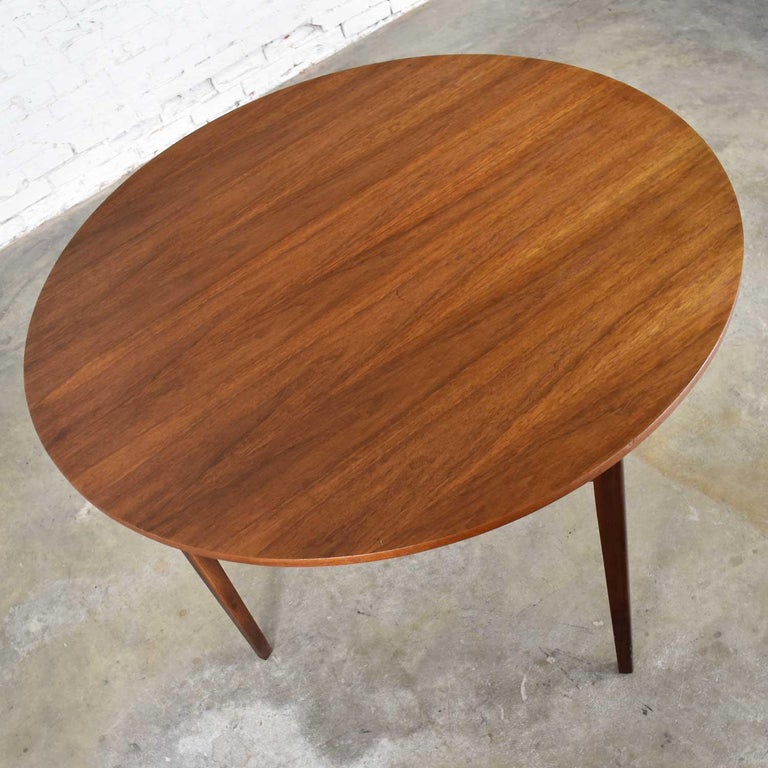 MidCentury Modern Walnut Round Flip Top or Folding Dining Table to