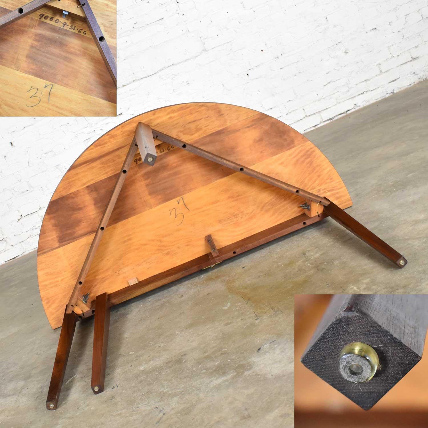 Mid-20th Century Mid-Century Modern Walnut Round Flip Top or Folding Dining Table to Demilune