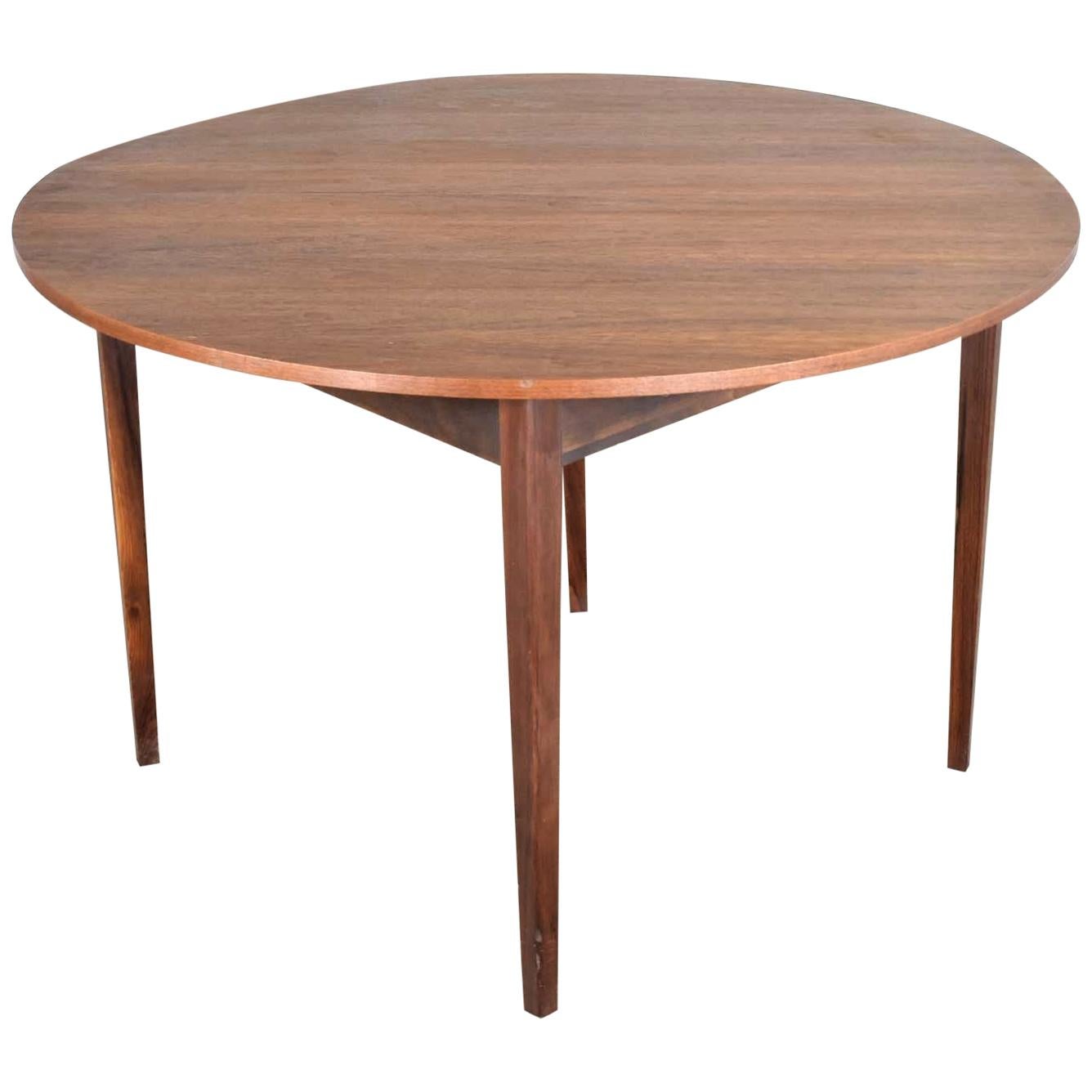 Mid-Century Modern Walnut Round Flip Top or Folding Dining Table to Demilune