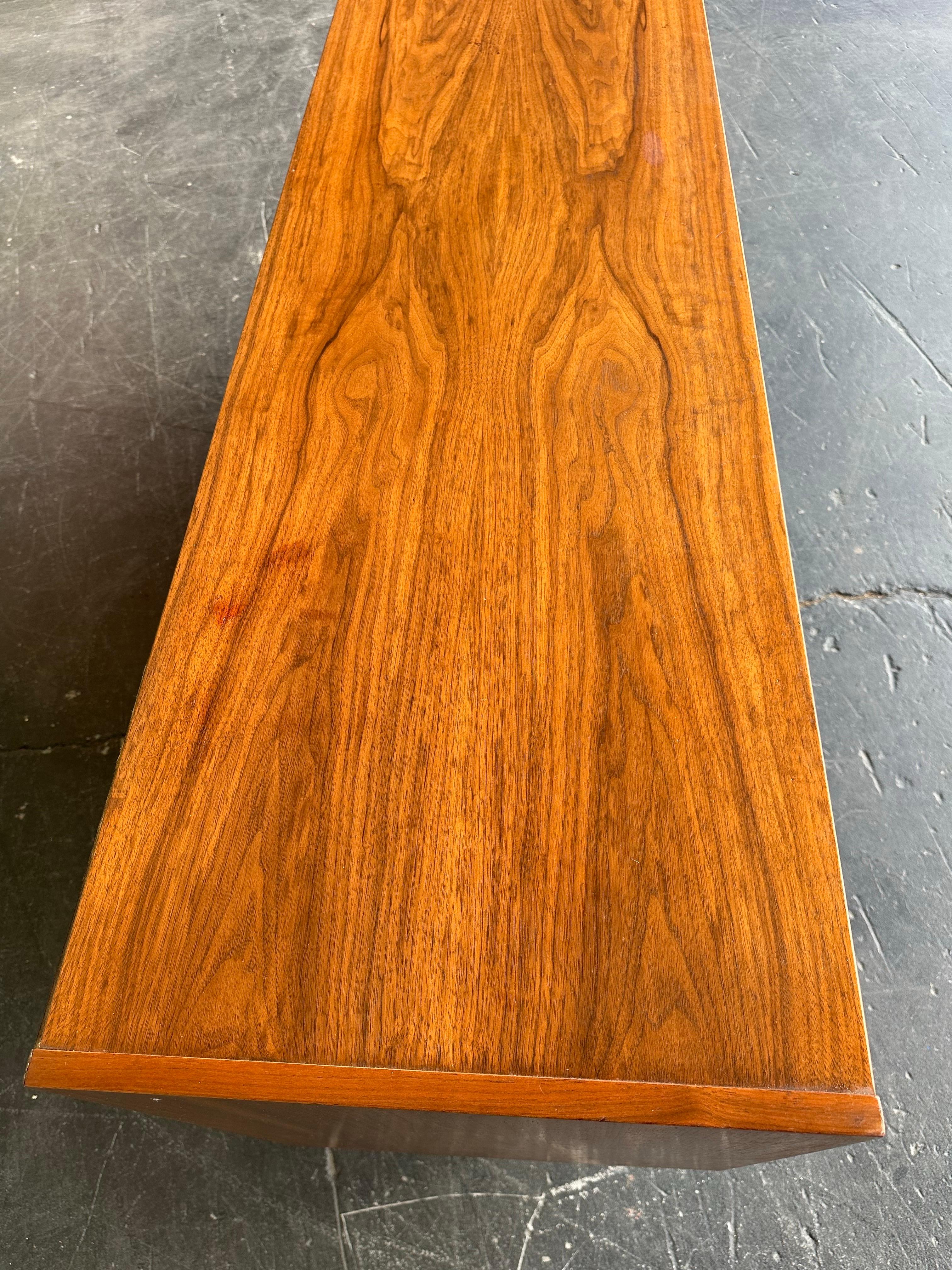 Mid Century Modern Walnut Sculpted Front 9 Drawer Dresser 4