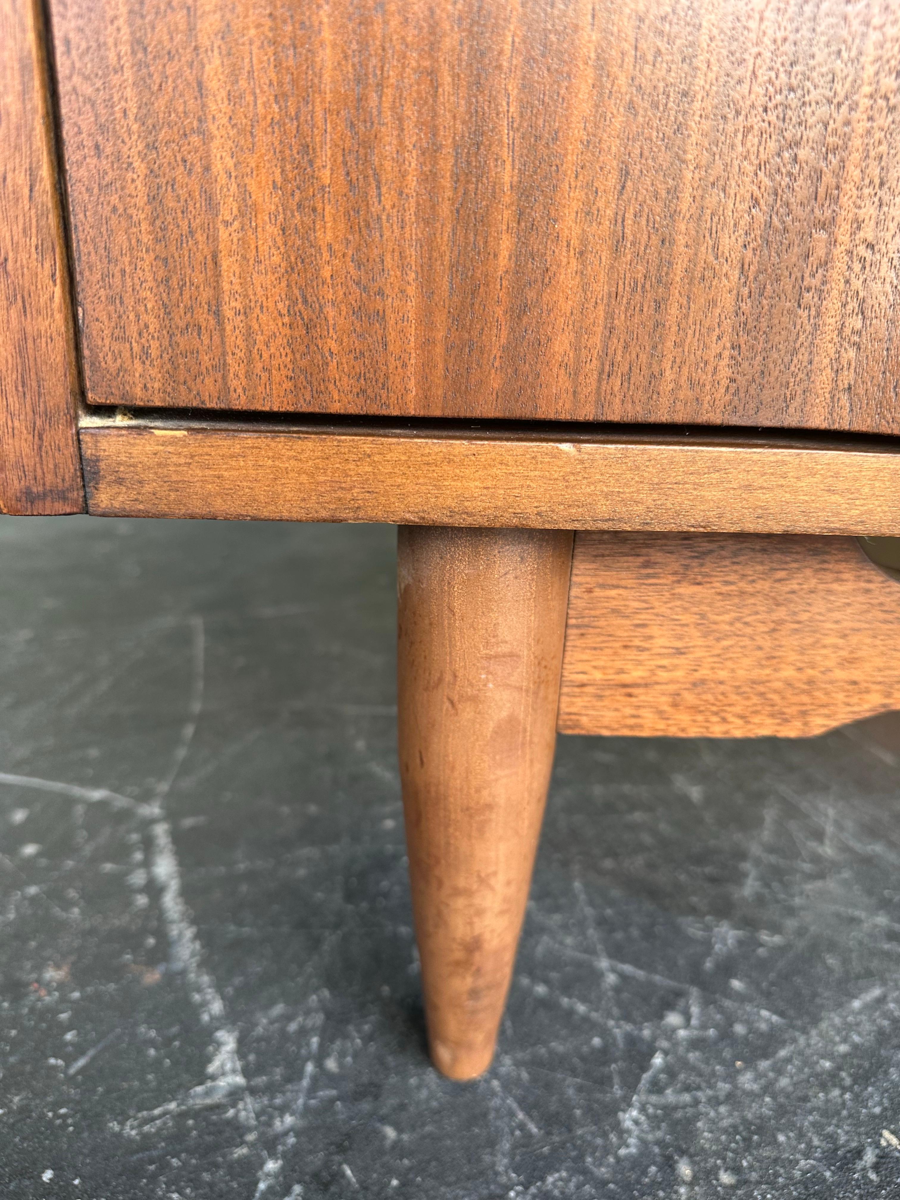 Mid Century Modern Walnut Sculpted Front 9 Drawer Dresser 8