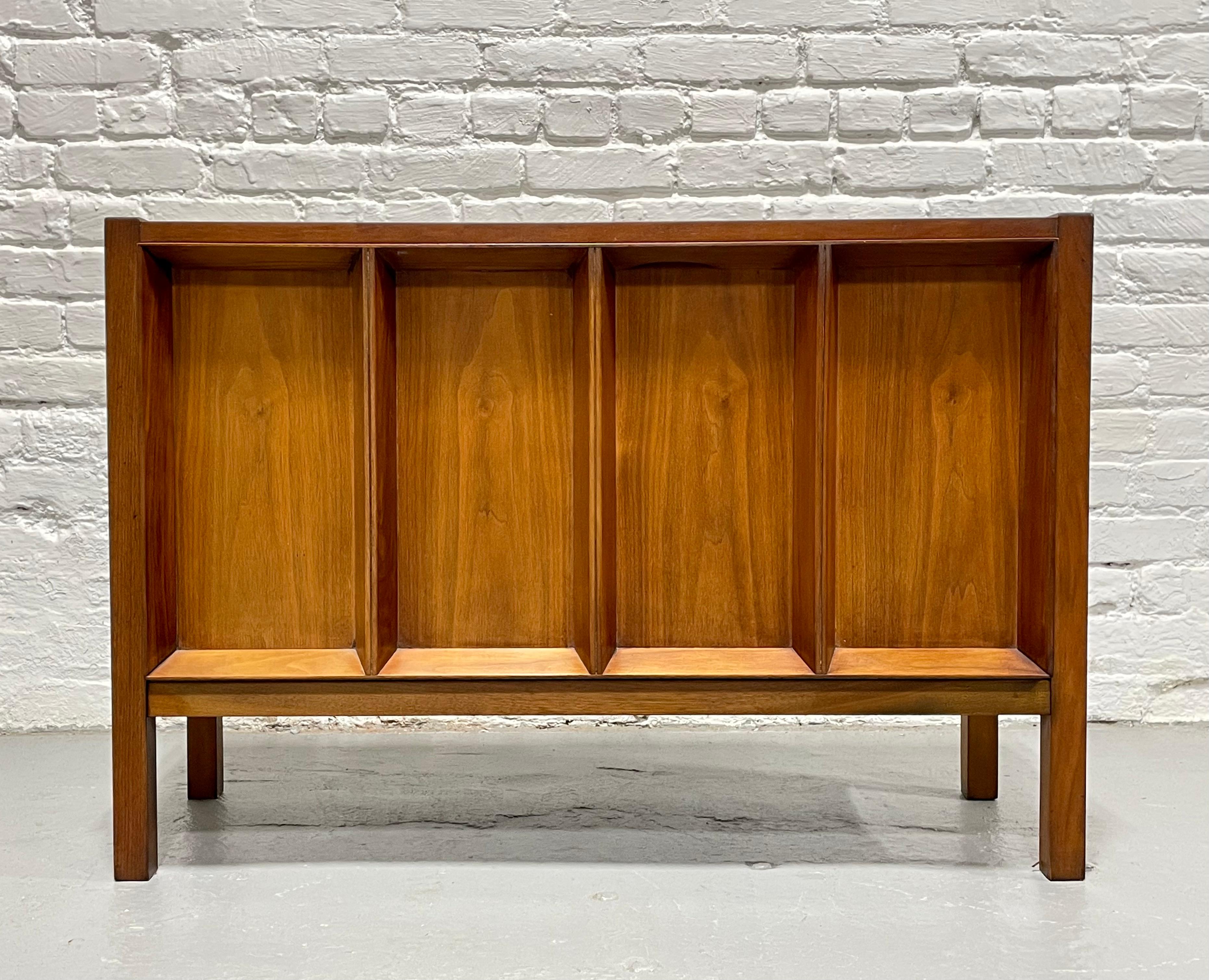 Mid Century MODERN Walnut Sculpted Liquor / BAR Cabinet + Light Up, c. 1960's For Sale 1