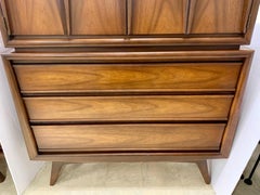 Mid-Century Modern Walnut Sculptural Tall Gentlemans Chest