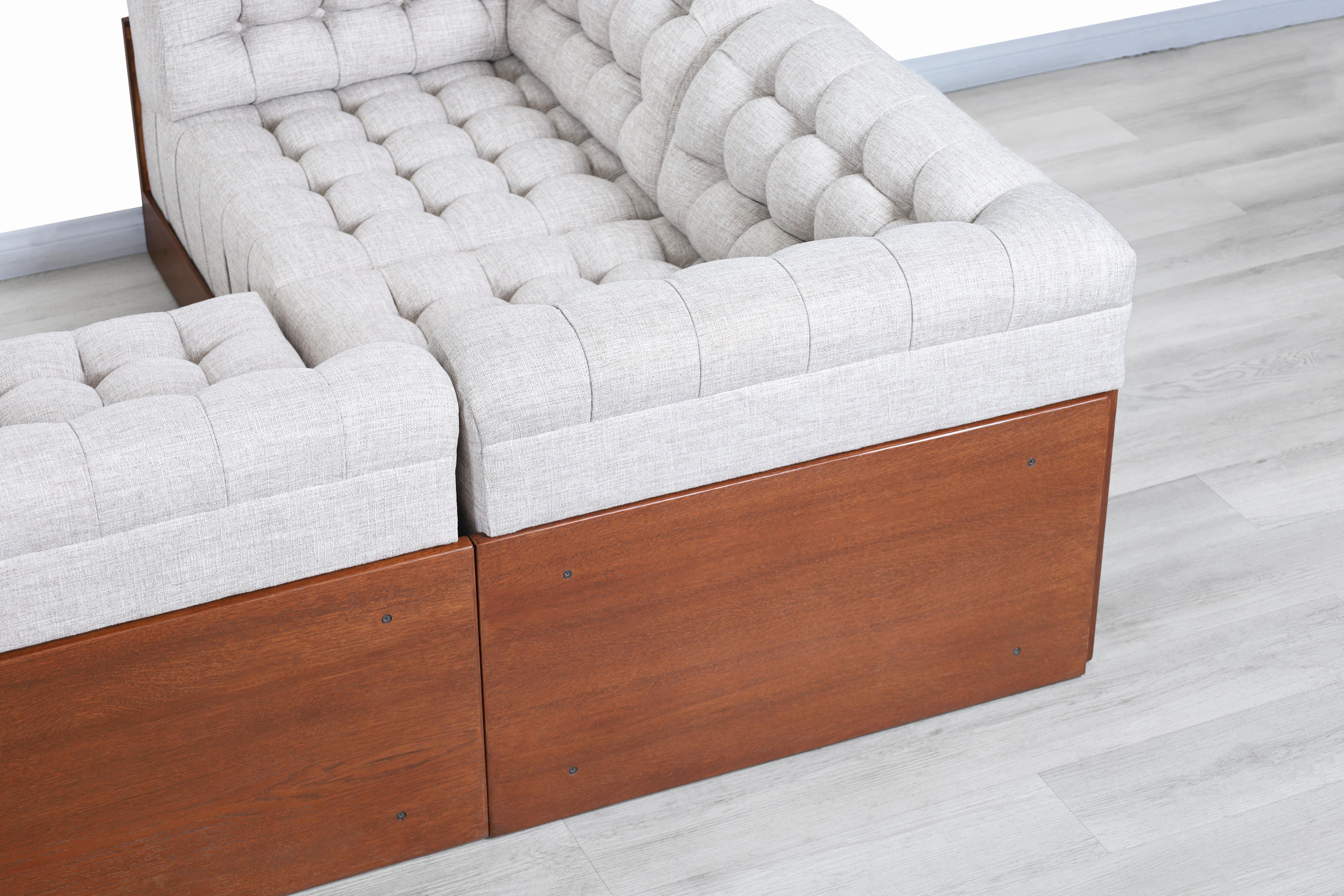 Mid-Century Modern Walnut Sectional Sofa 4