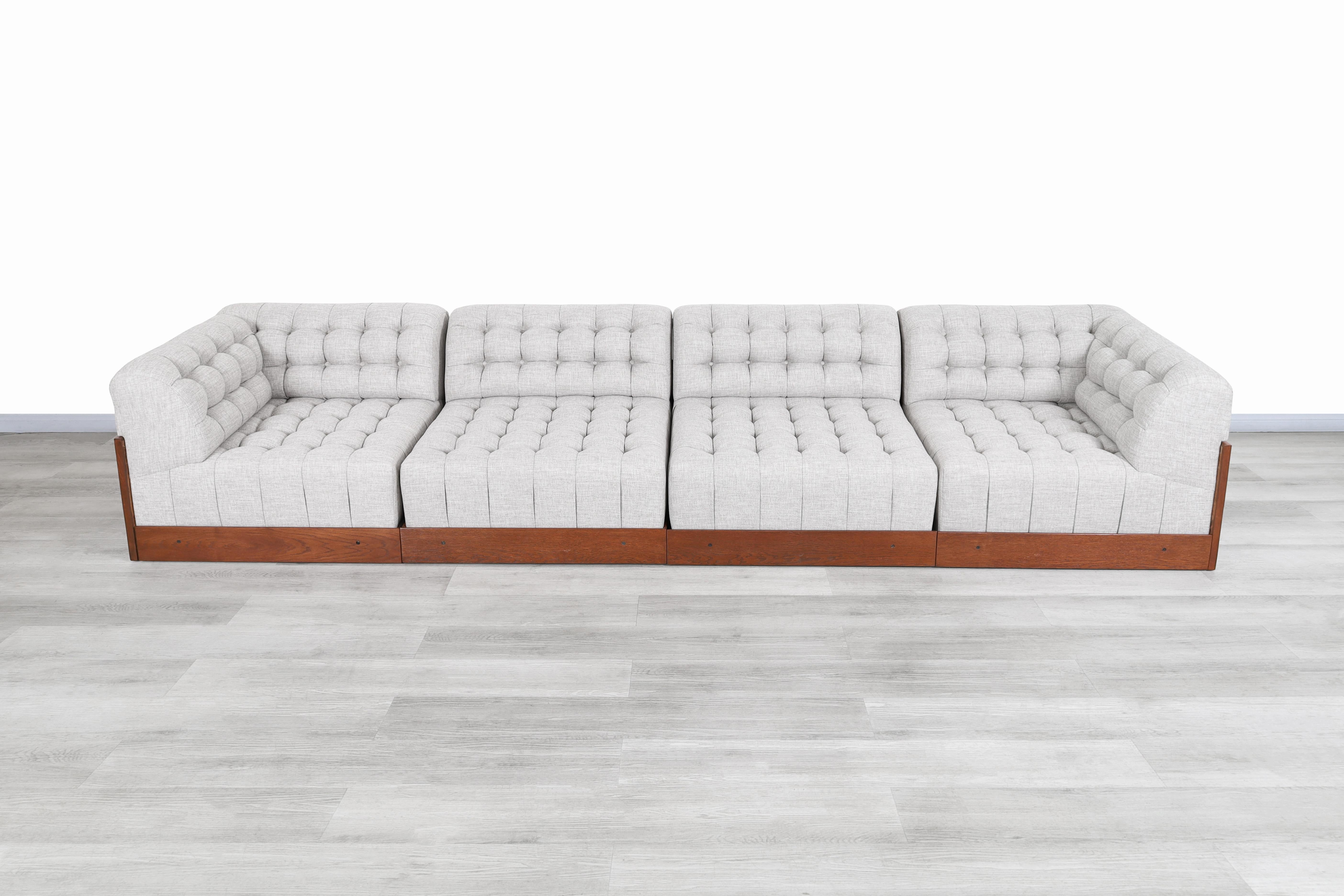 Mid-Century Modern Walnut Sectional Sofa 5