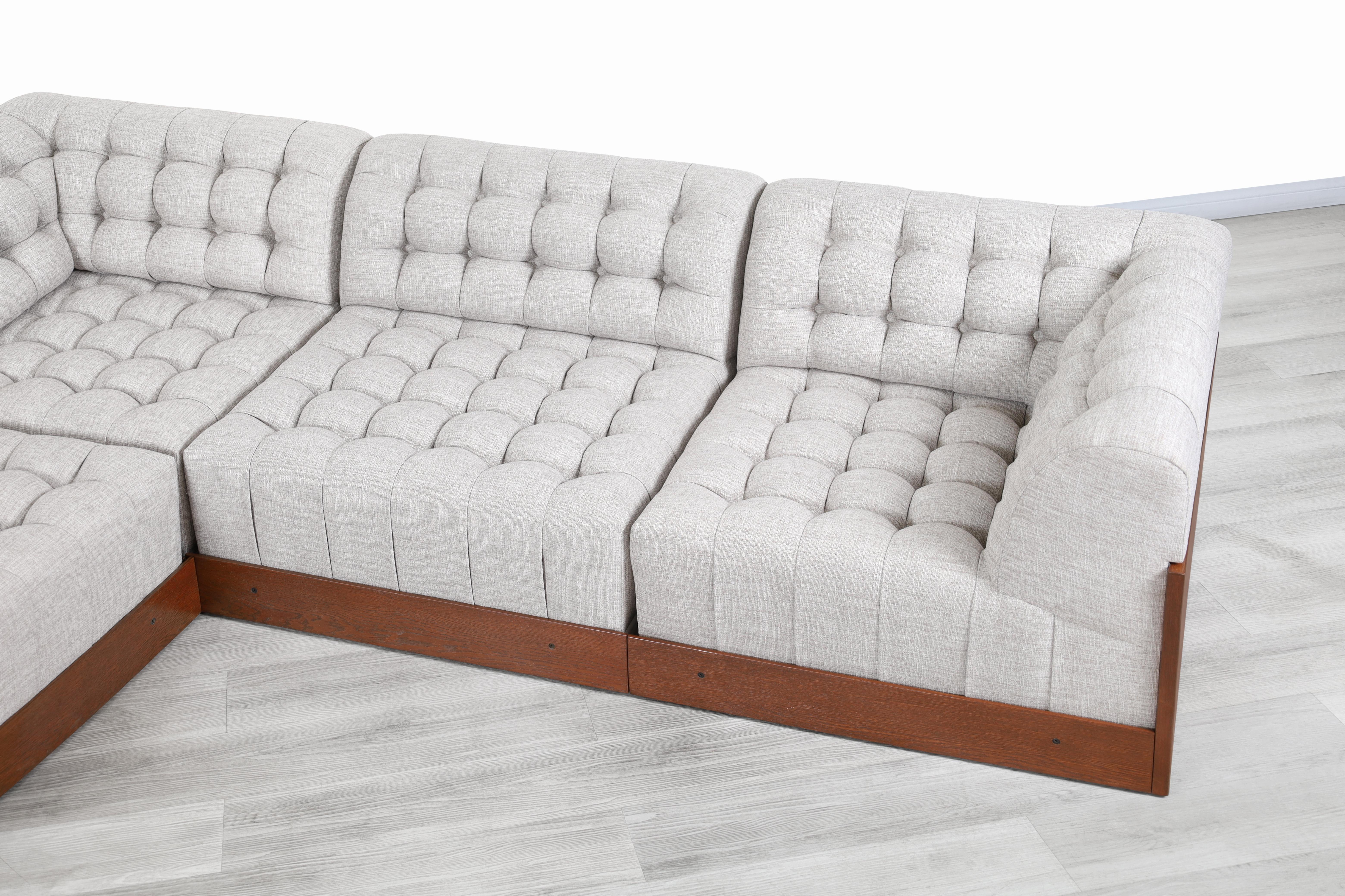 Mid-Century Modern Walnut Sectional Sofa 1