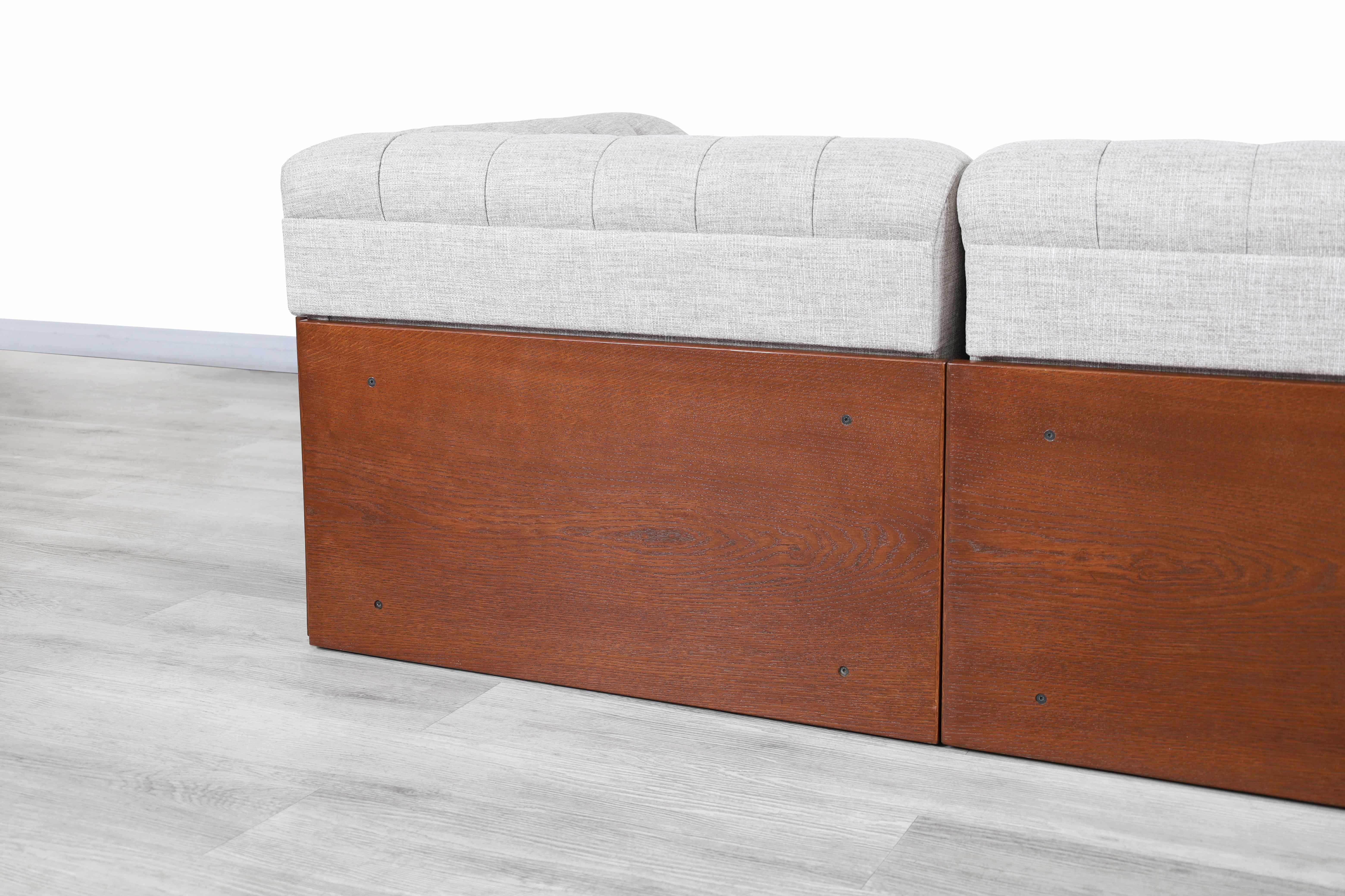 Mid-Century Modern Walnut Sectional Sofa 3