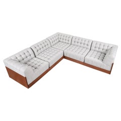 Retro Mid-Century Modern Walnut Sectional Sofa