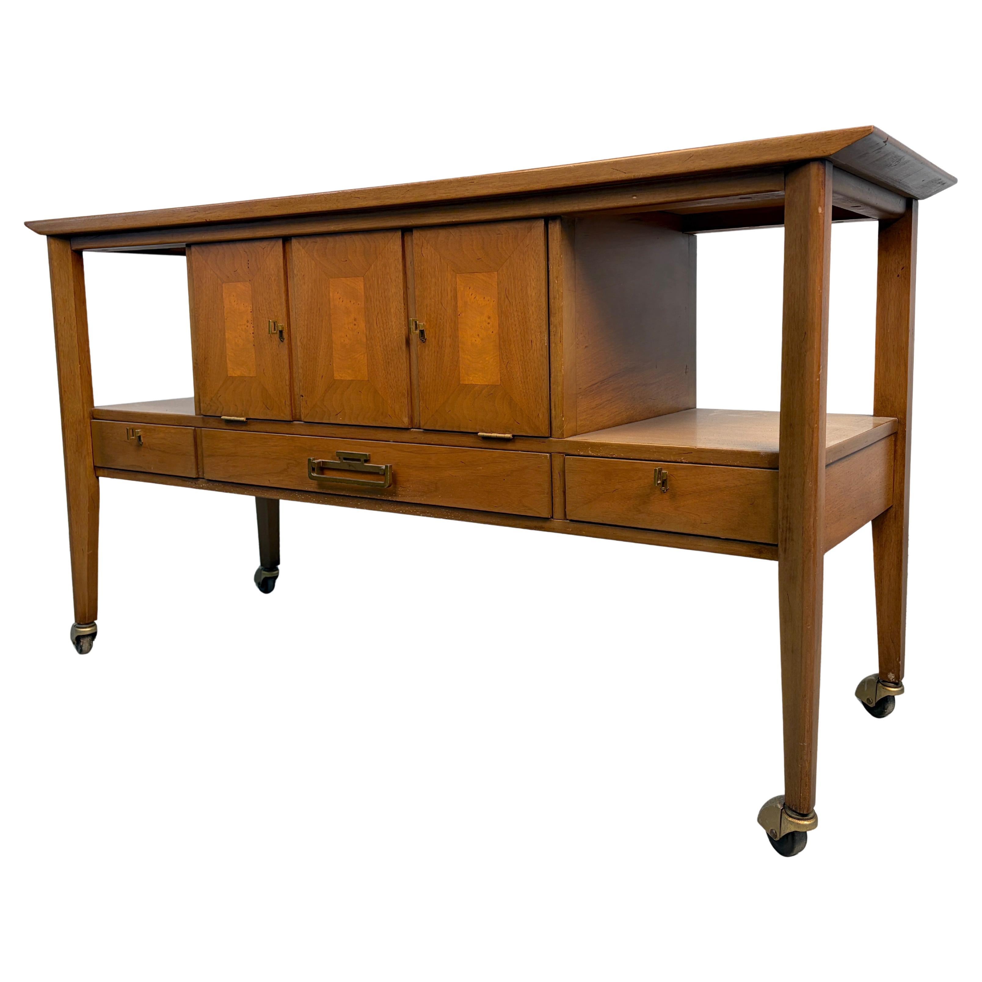 Mid-Century Modern Walnut Server Bar Cart By White Furniture Co.