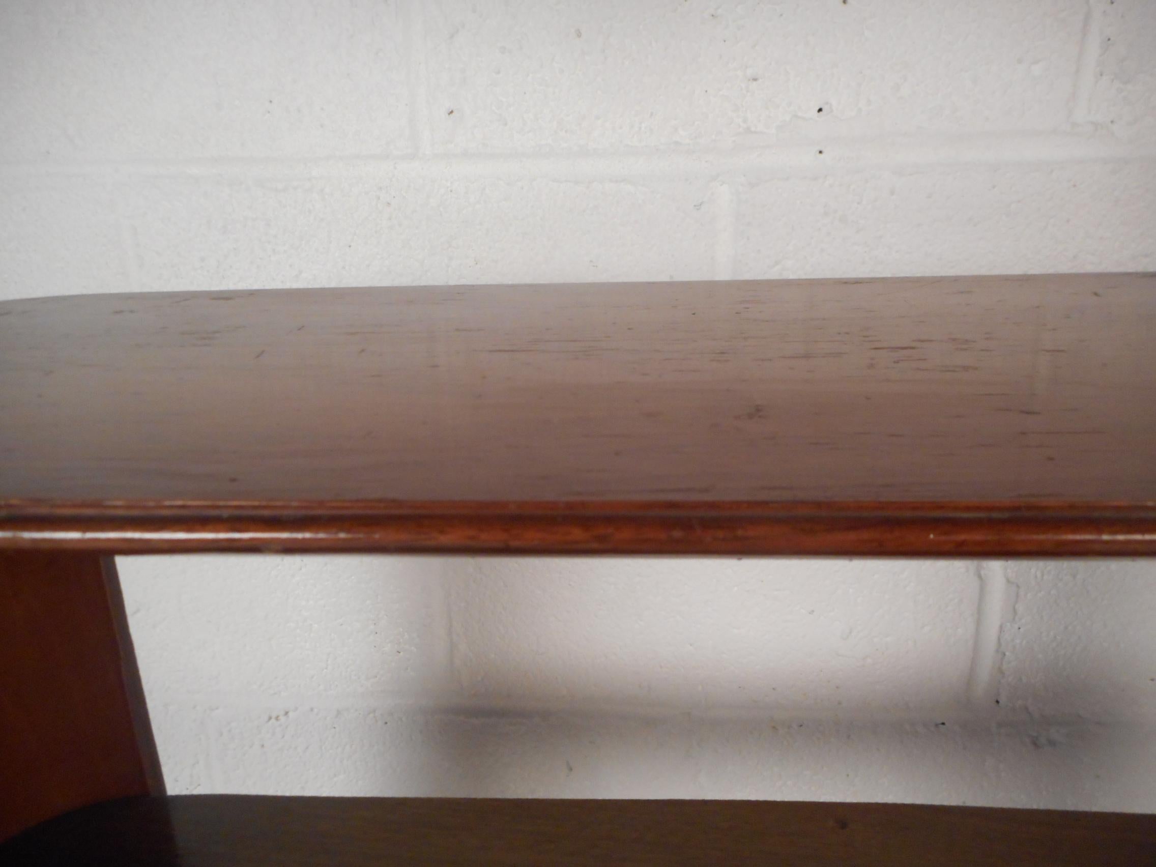Mid-Century Modern Walnut Shelf or Telephone Table 2