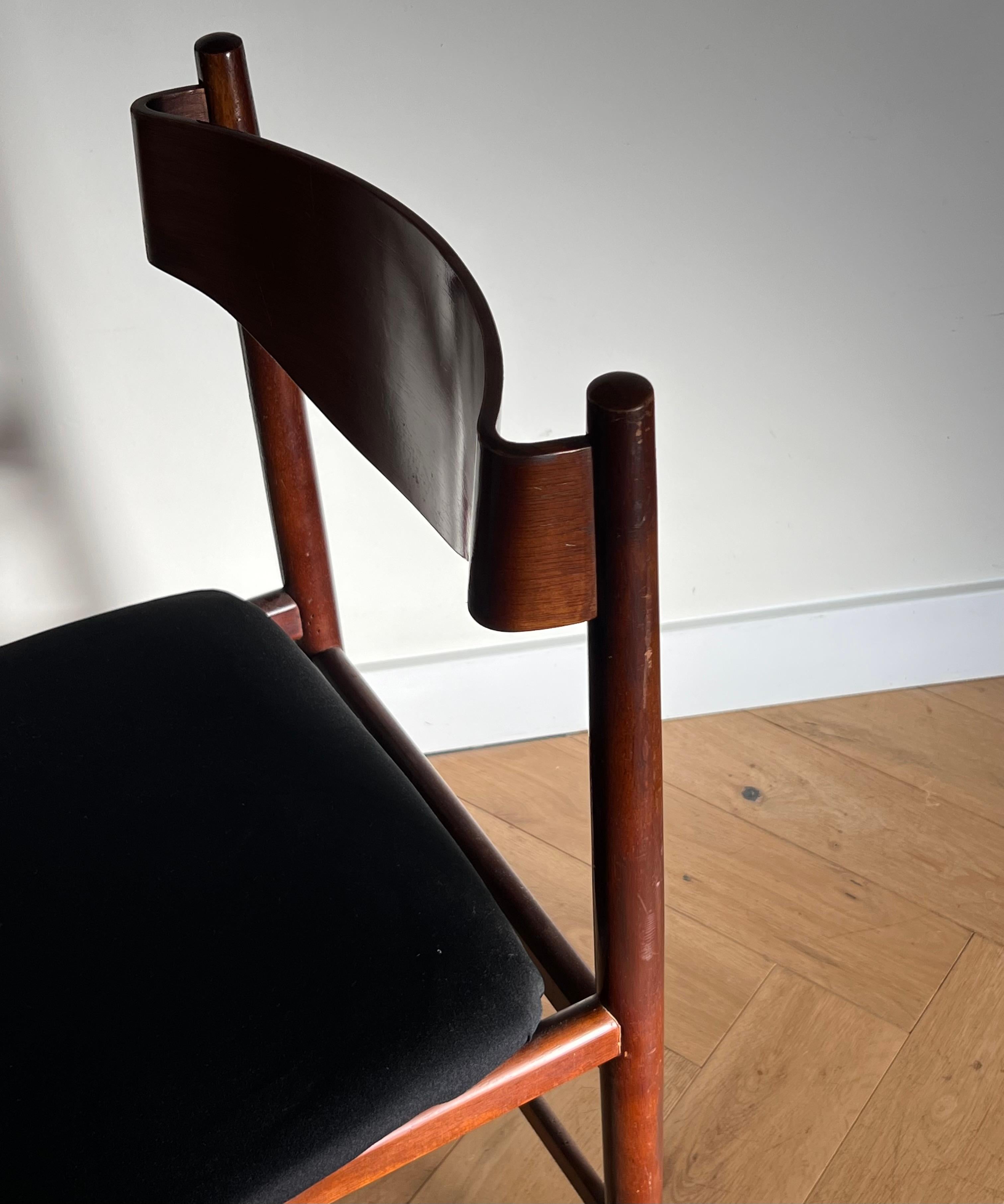Mid century modern walnut side chair by Borneo Int’l, 1960s 12