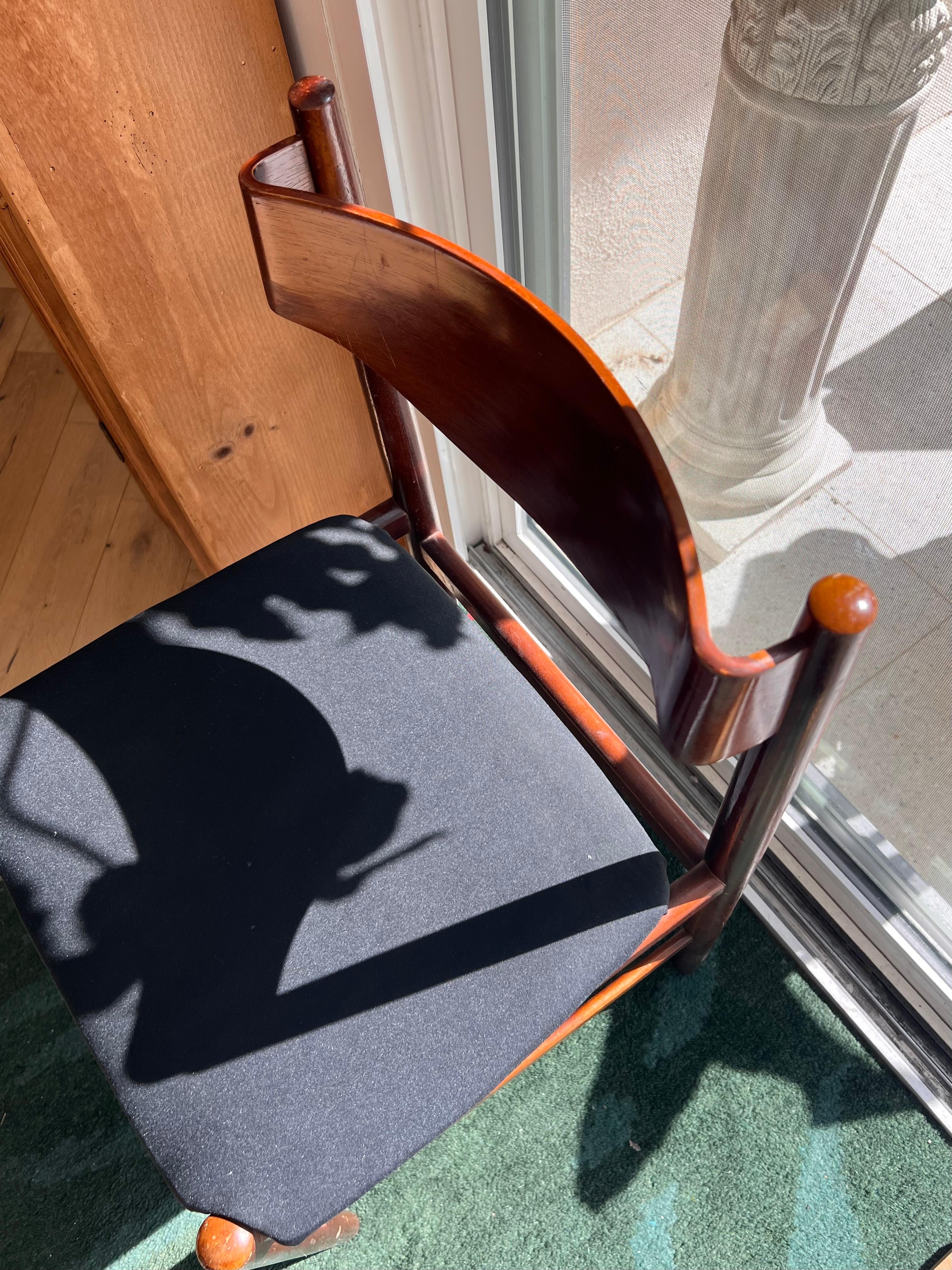 Mid century modern walnut side chair by Borneo Int’l, 1960s In Good Condition In View Park, CA