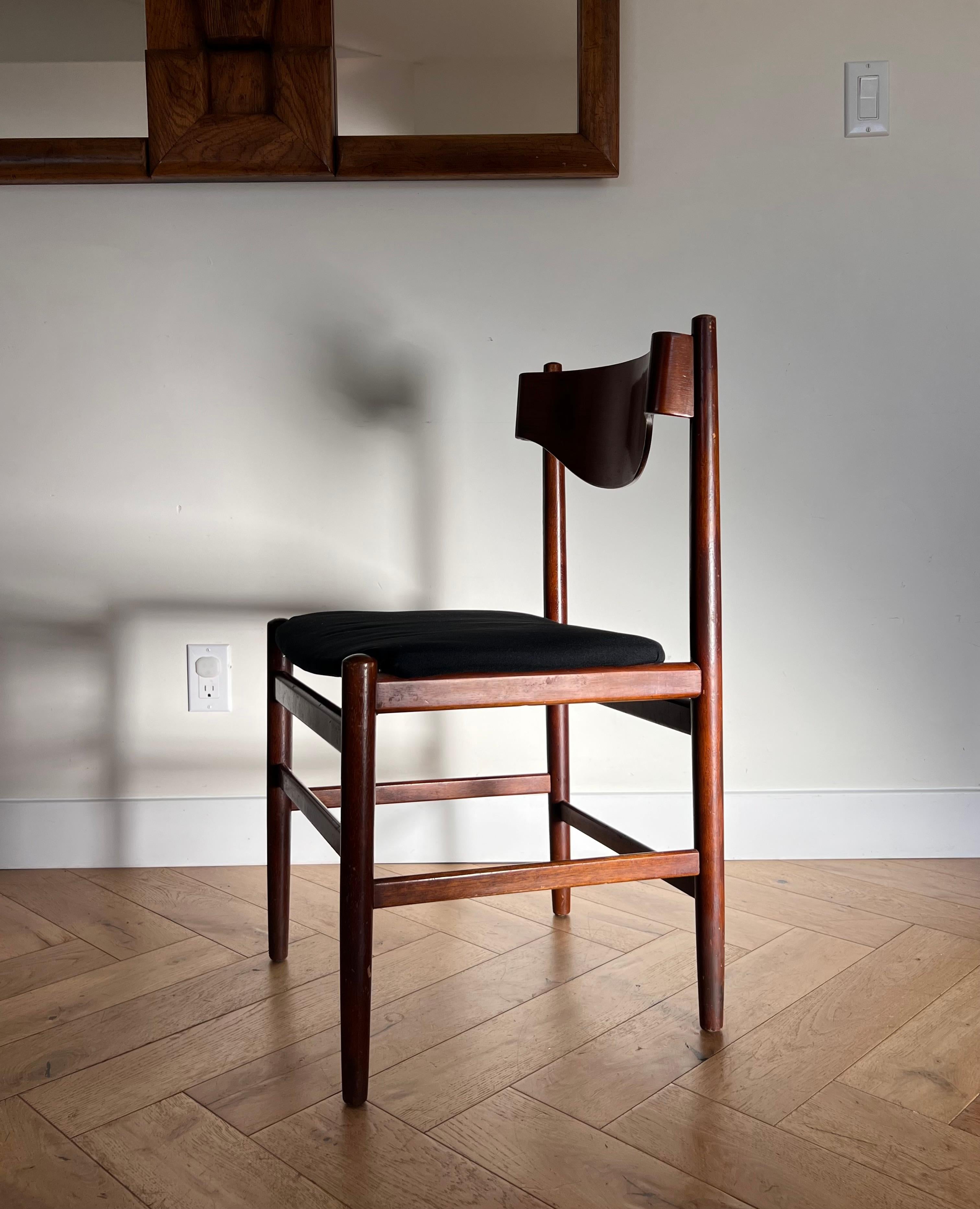 Fabric Mid century modern walnut side chair by Borneo Int’l, 1960s