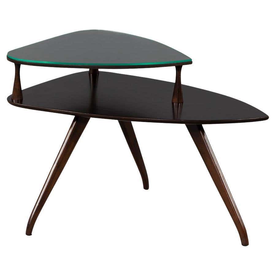Gorgeous Danish Modern Burled Walnut Triangular Side Table Mid-Century ...