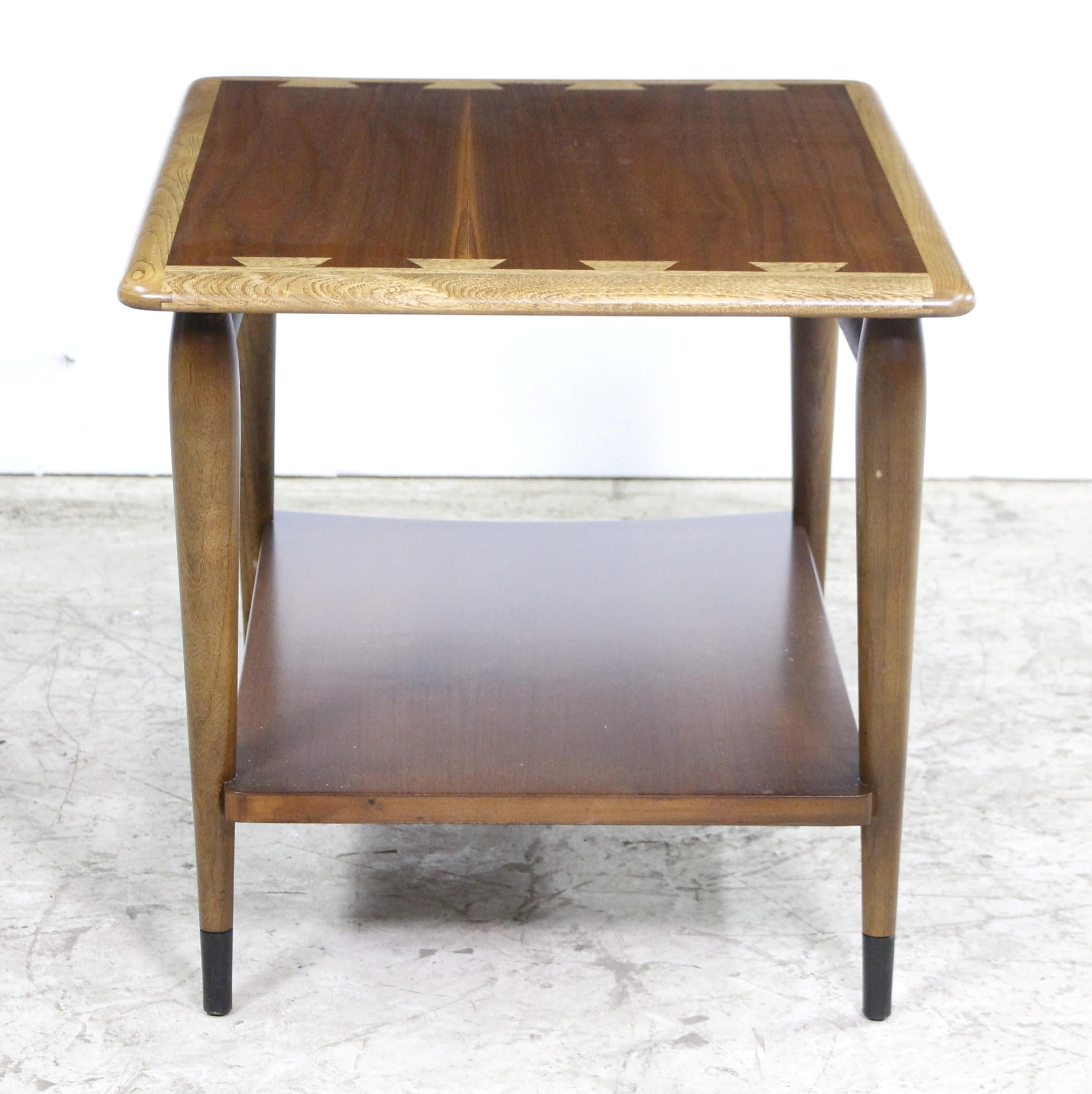 Mid-Century Modern Walnut Side Table with Shelf by Lane Furniture 1