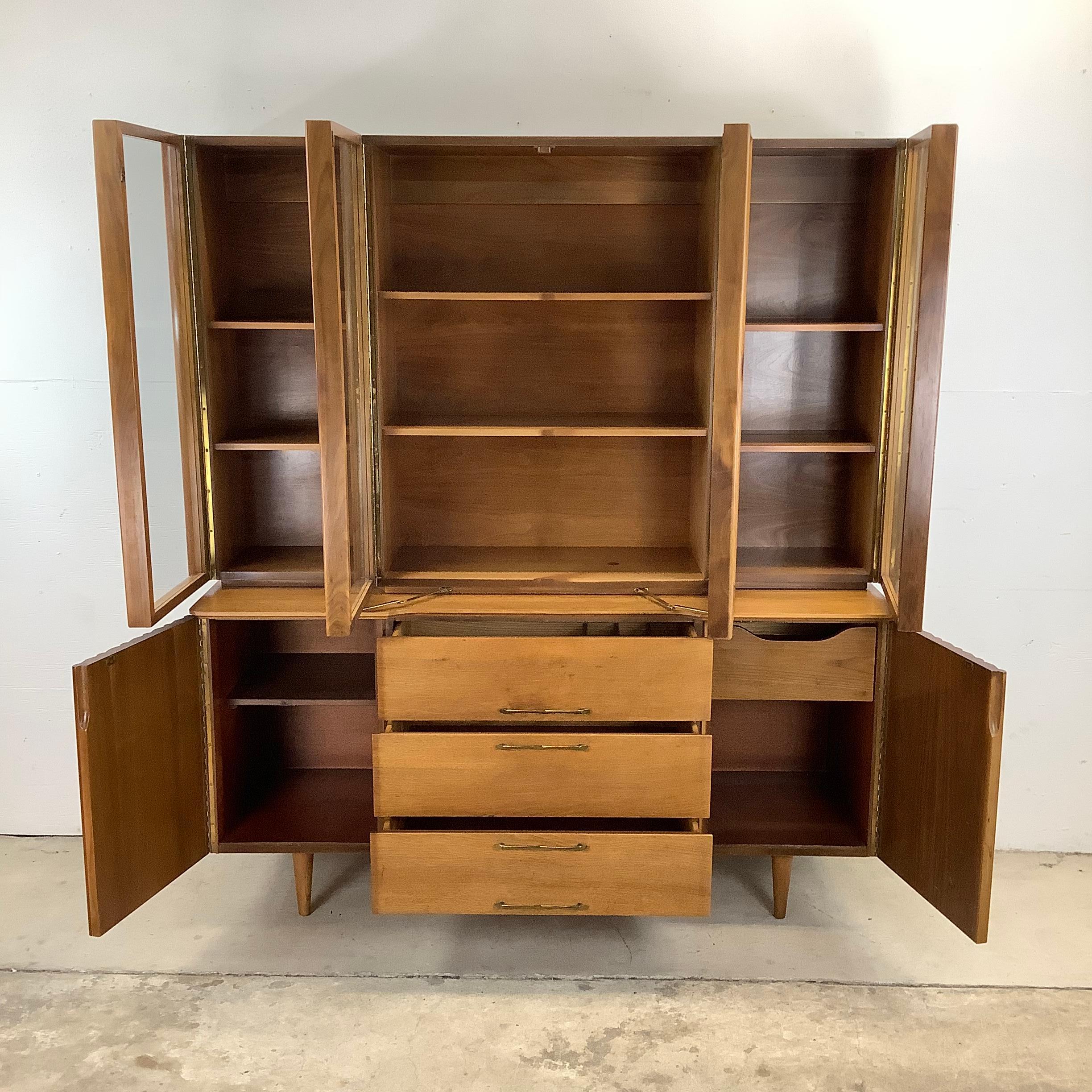 Mid-Century Modern Walnut Sideboard with Display Topper 9