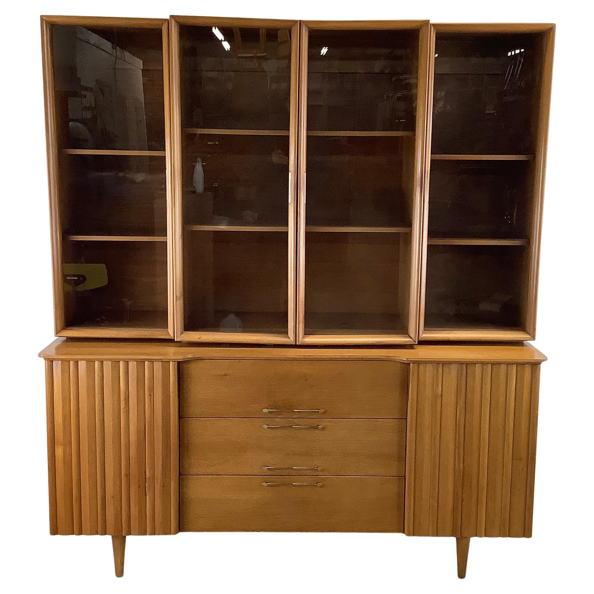 Mid-Century Modern Walnut Sideboard with Display Topper