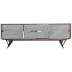 Mid-Century Modern Walnut Sideboard with Op-Art Pattern, 1960s