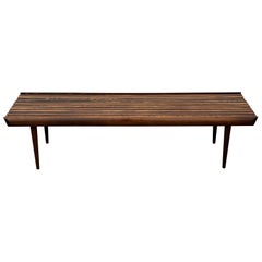 Mid-Century Modern Walnut Slat 60" Bench/Coffee Table