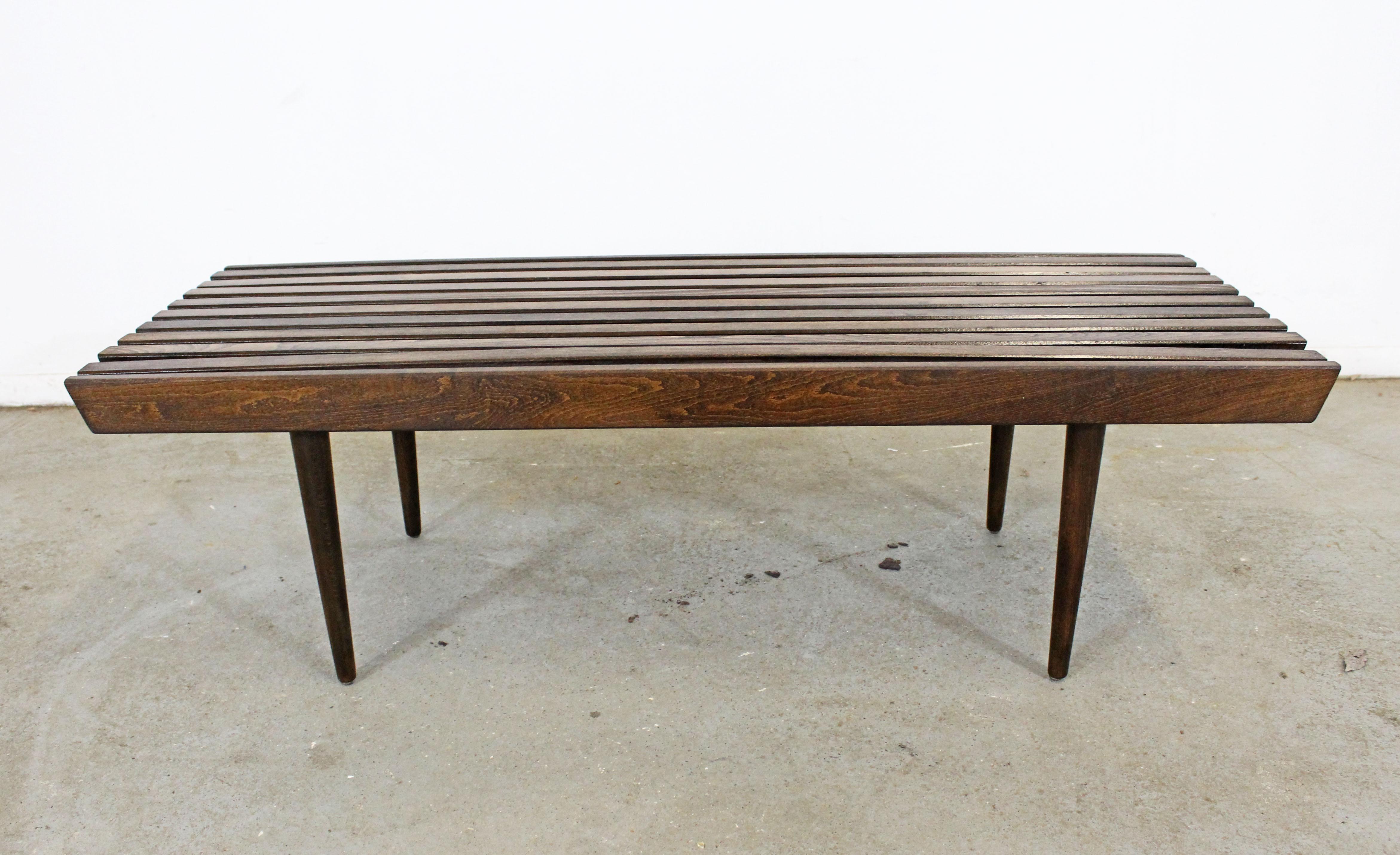 American Mid-Century Modern Walnut Slat Bench Coffee Table
