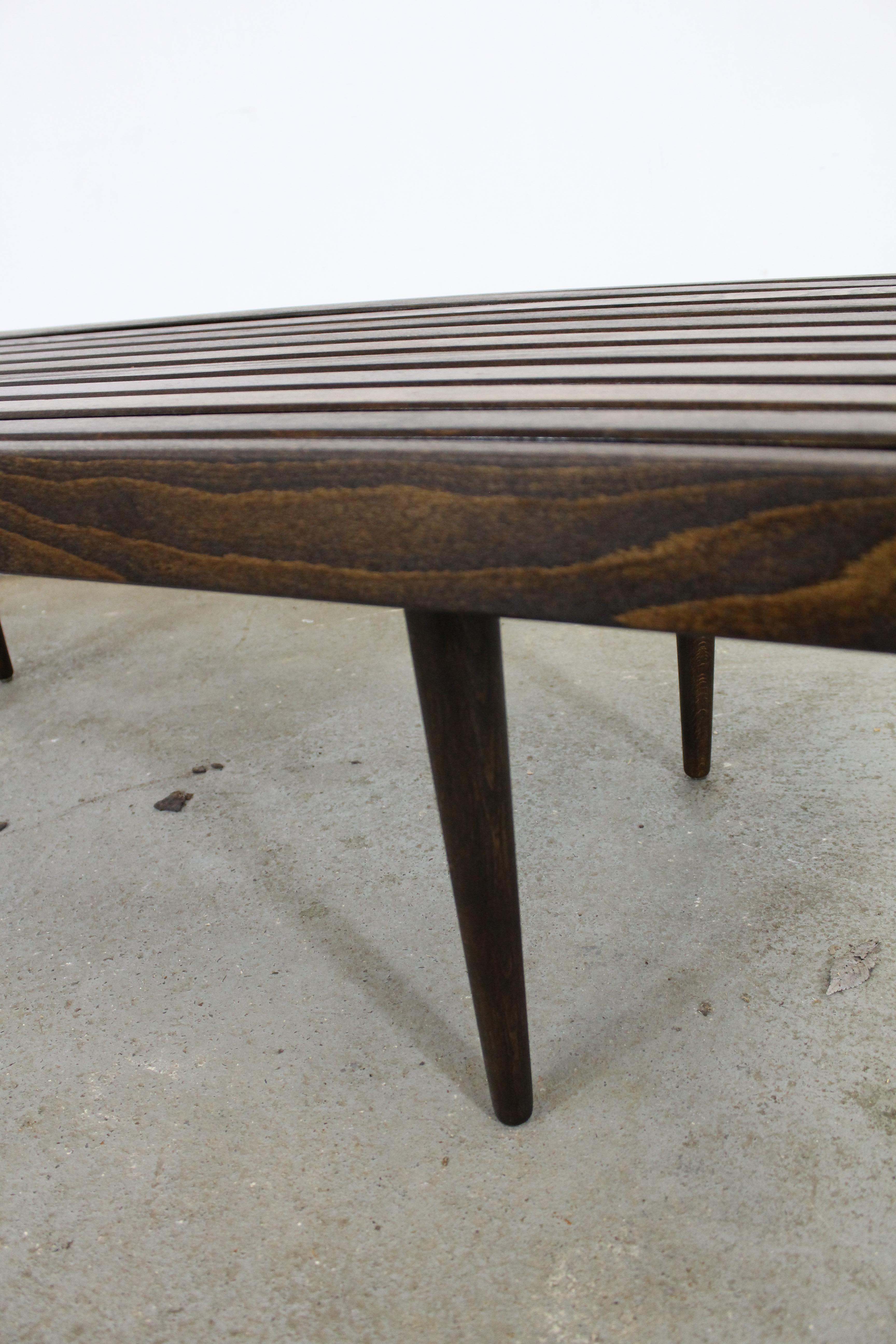 Mid-Century Modern Walnut Slat Bench Coffee Table 2