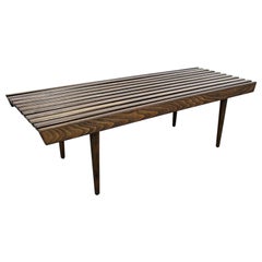 Mid-Century Modern Walnut Slat Bench Coffee Table