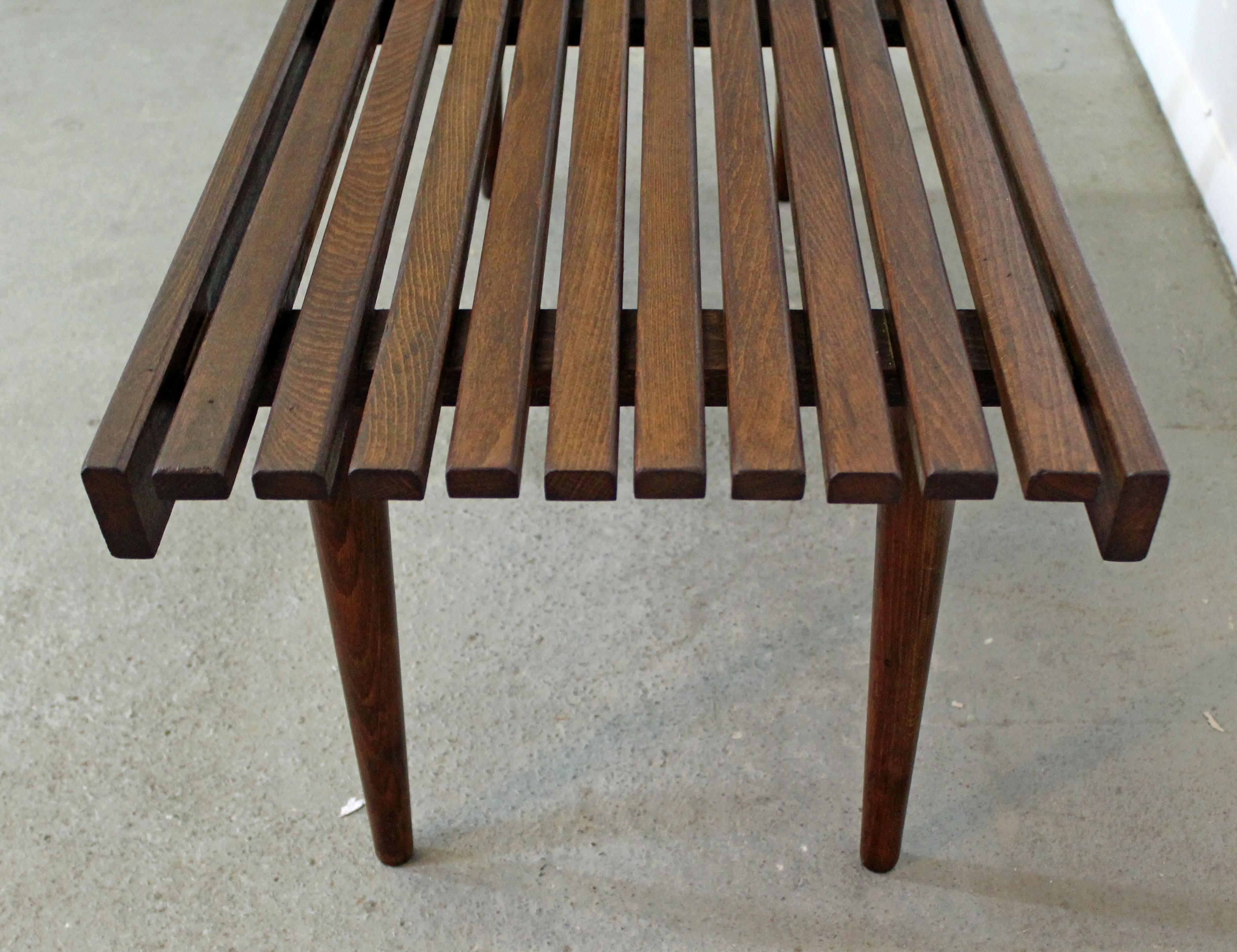 Mid-century Modern Walnut Slat Bench Coffee Table 2