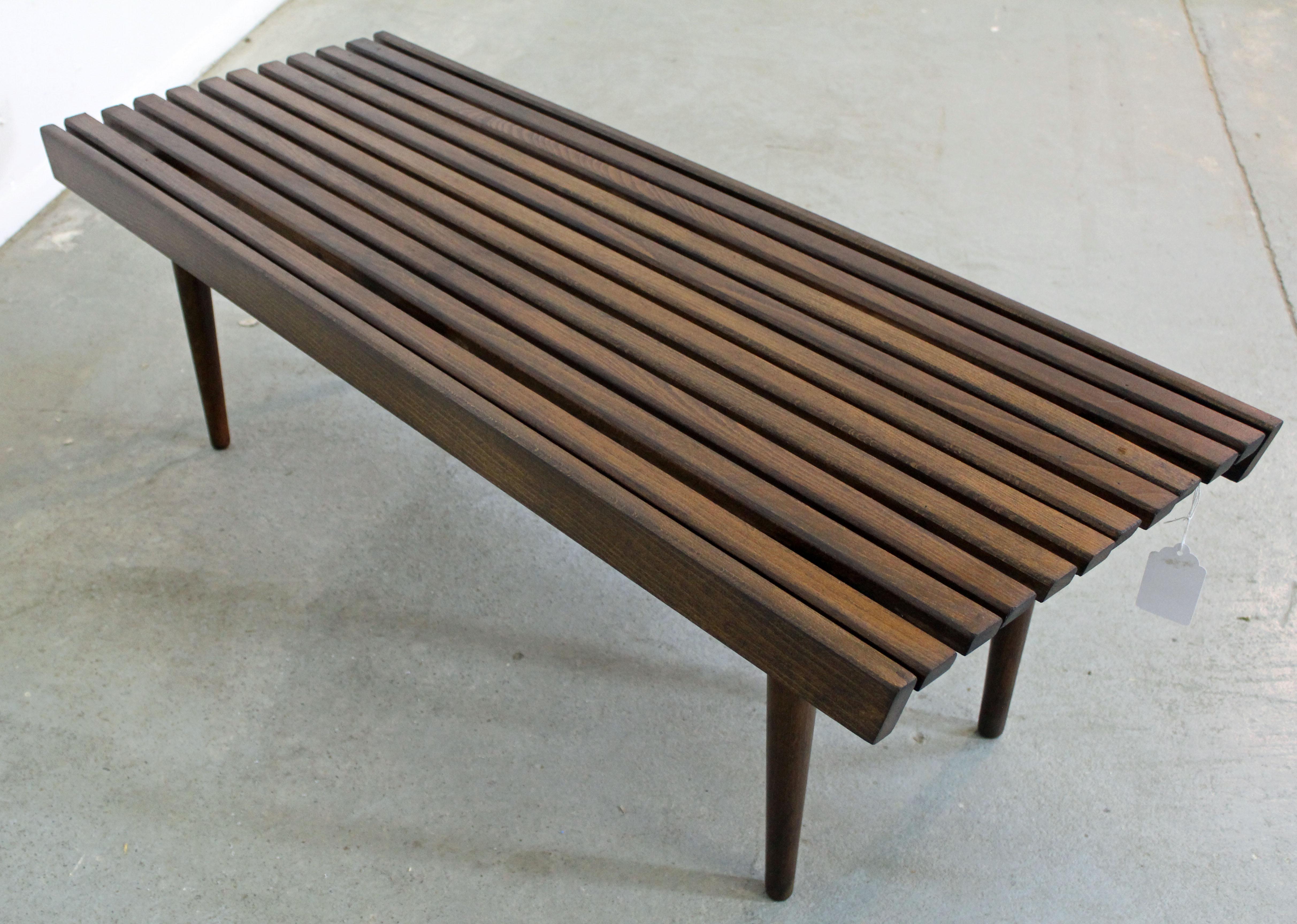 Mid-century Modern Walnut Slat Bench Coffee Table 3