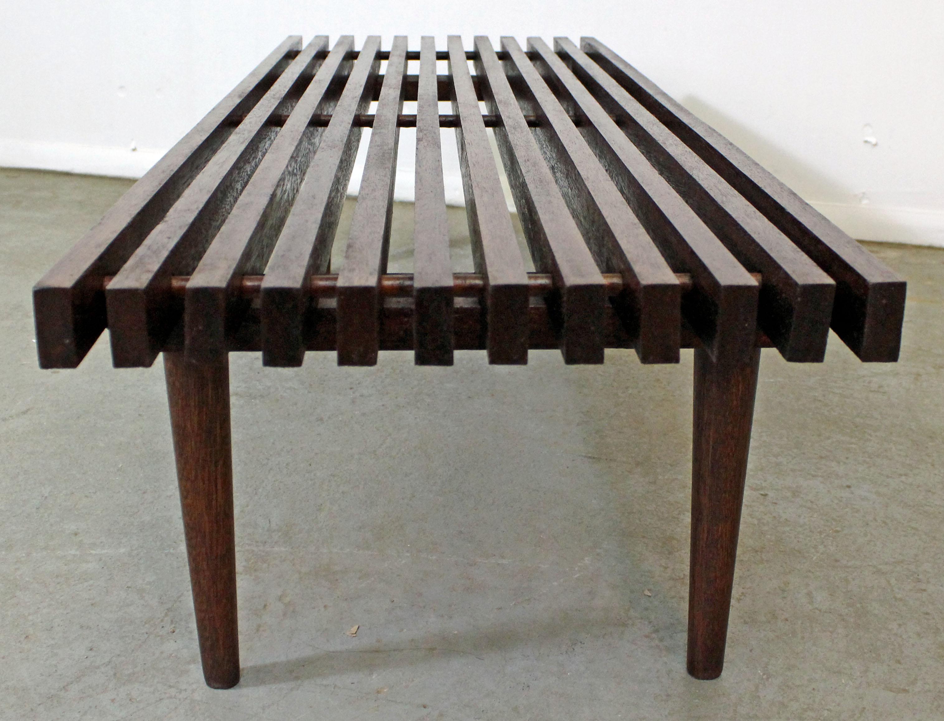 Unknown Mid-Century Modern Walnut Slat Bench Coffee Table
