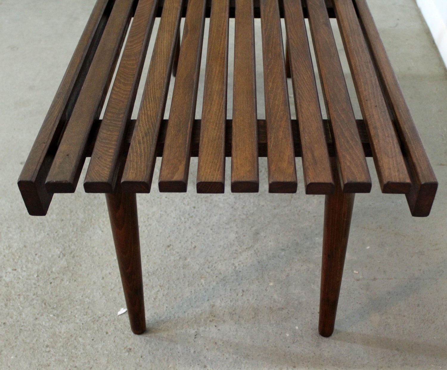 Mid Century Modern Walnut Slat Bench Coffee Table