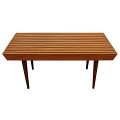 Mid-Century Modern Walnut Slat Bench Coffee Table