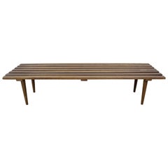Mid-Century Modern Walnut Slat Bench Coffee Table