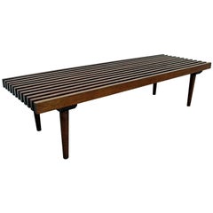 Mid-Century Modern Walnut Slat Bench Coffee Table